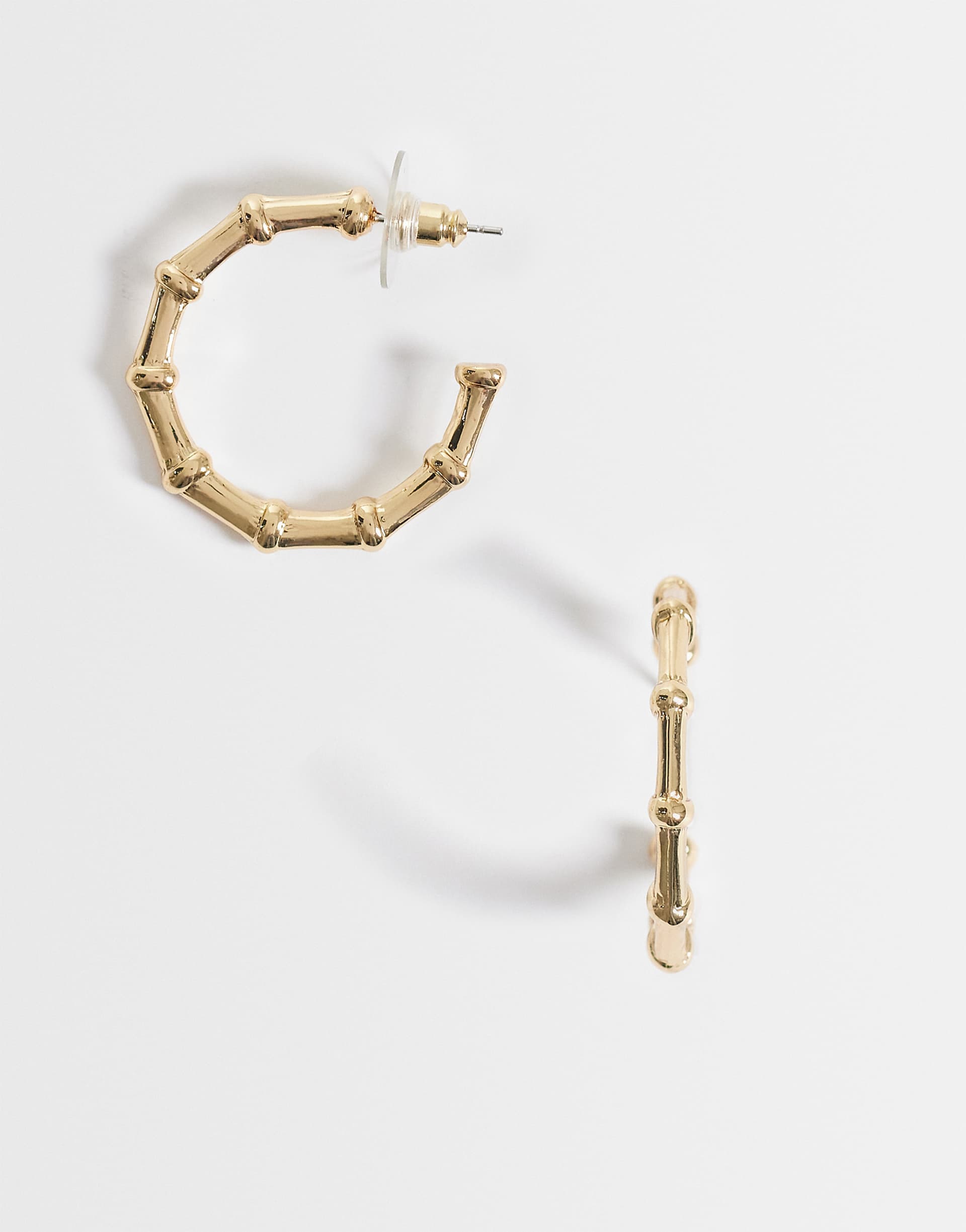 DesignB London bamboo hoop earrings in gold