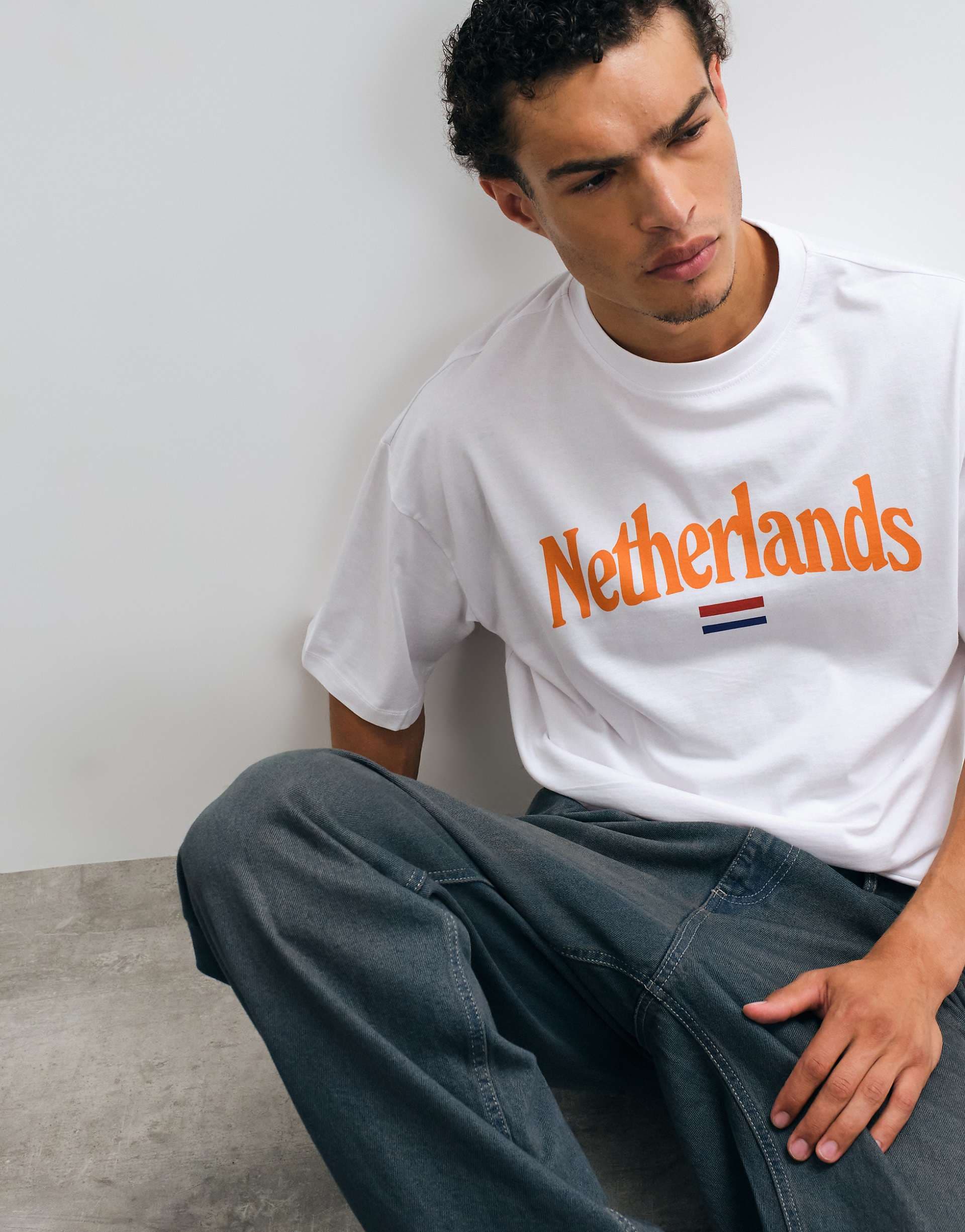 ASOS DESIGN oversized t-shirt with Netherlands graphic in white