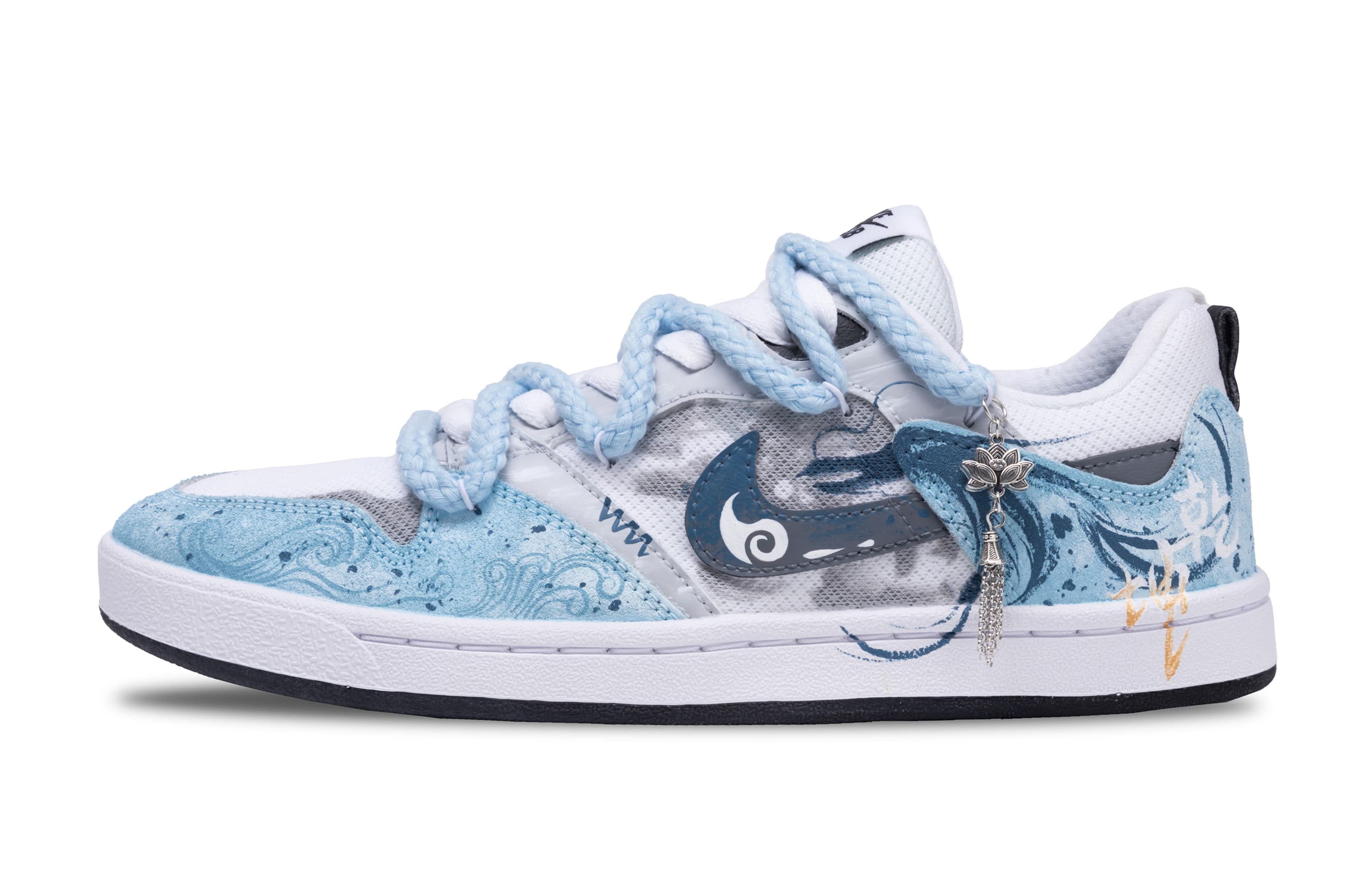 【Custom Sneakers】Nike SB Alleyoop 'Ao Bing' Mythical Dragon Prince Hand-Painted Low-Top Skate Shoes Men's Blue-Grey