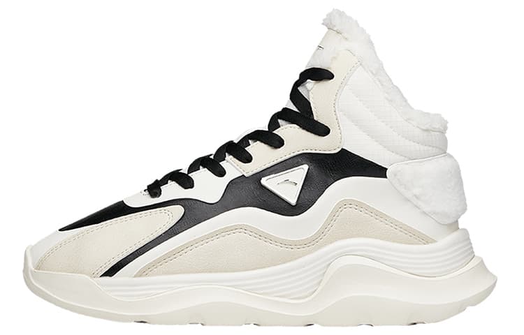ANTA Casual Shoes Women's Mid-Top Light Beige White/Ivory White/Black