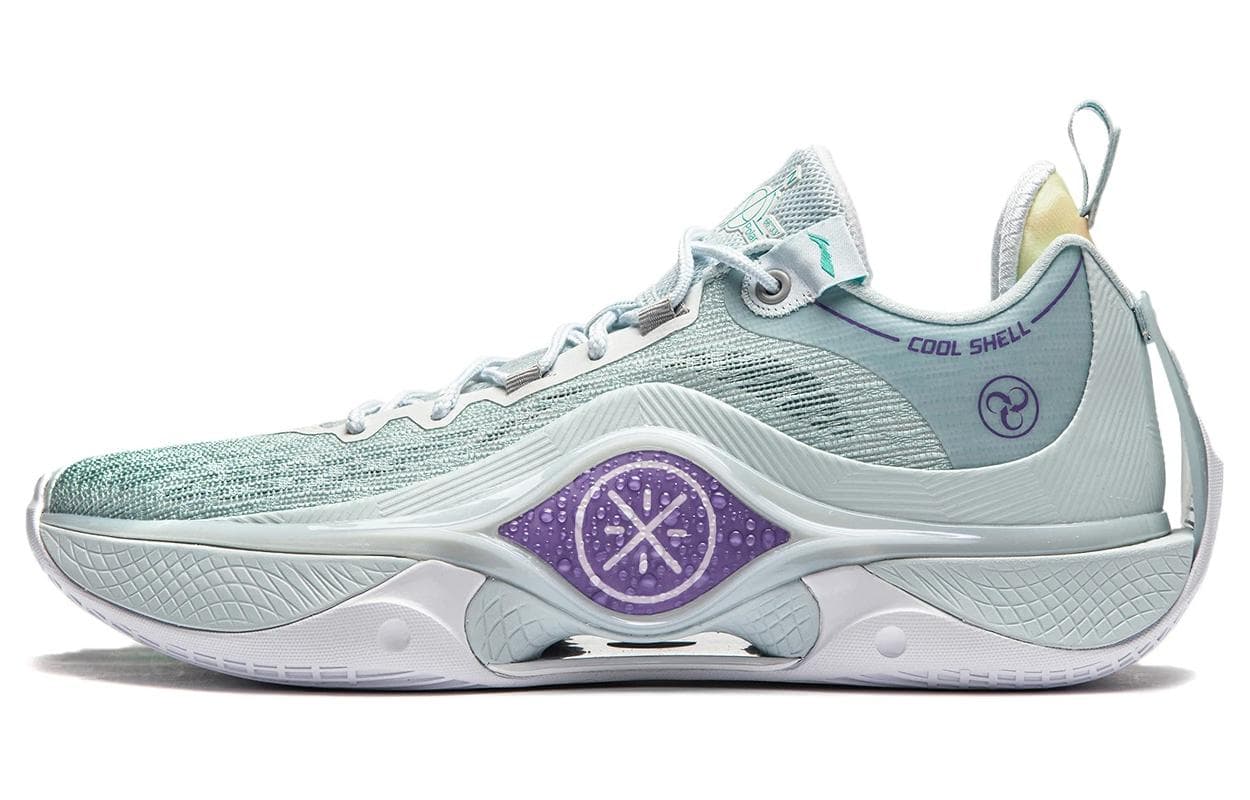 LiNing Shadow 5 V2 Cushioning Anti-Slip Wear-Resistant Breathability Low-Top Basketball Shoes Men's Light Blue White