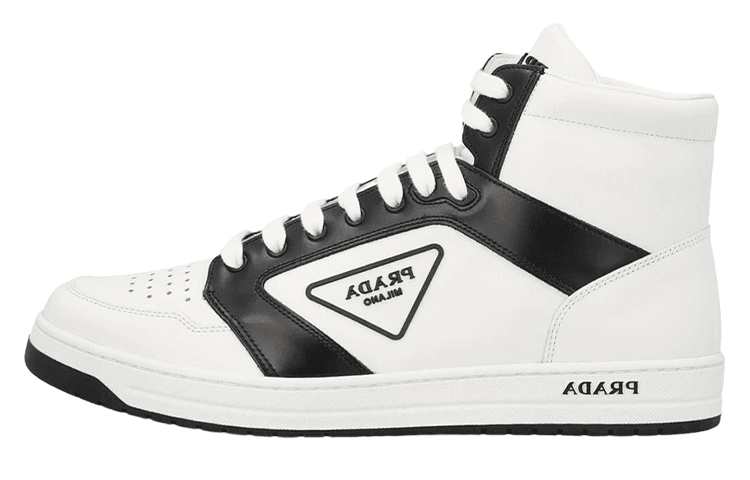 PRADA District Skateboard Shoes Men High-Top Black White