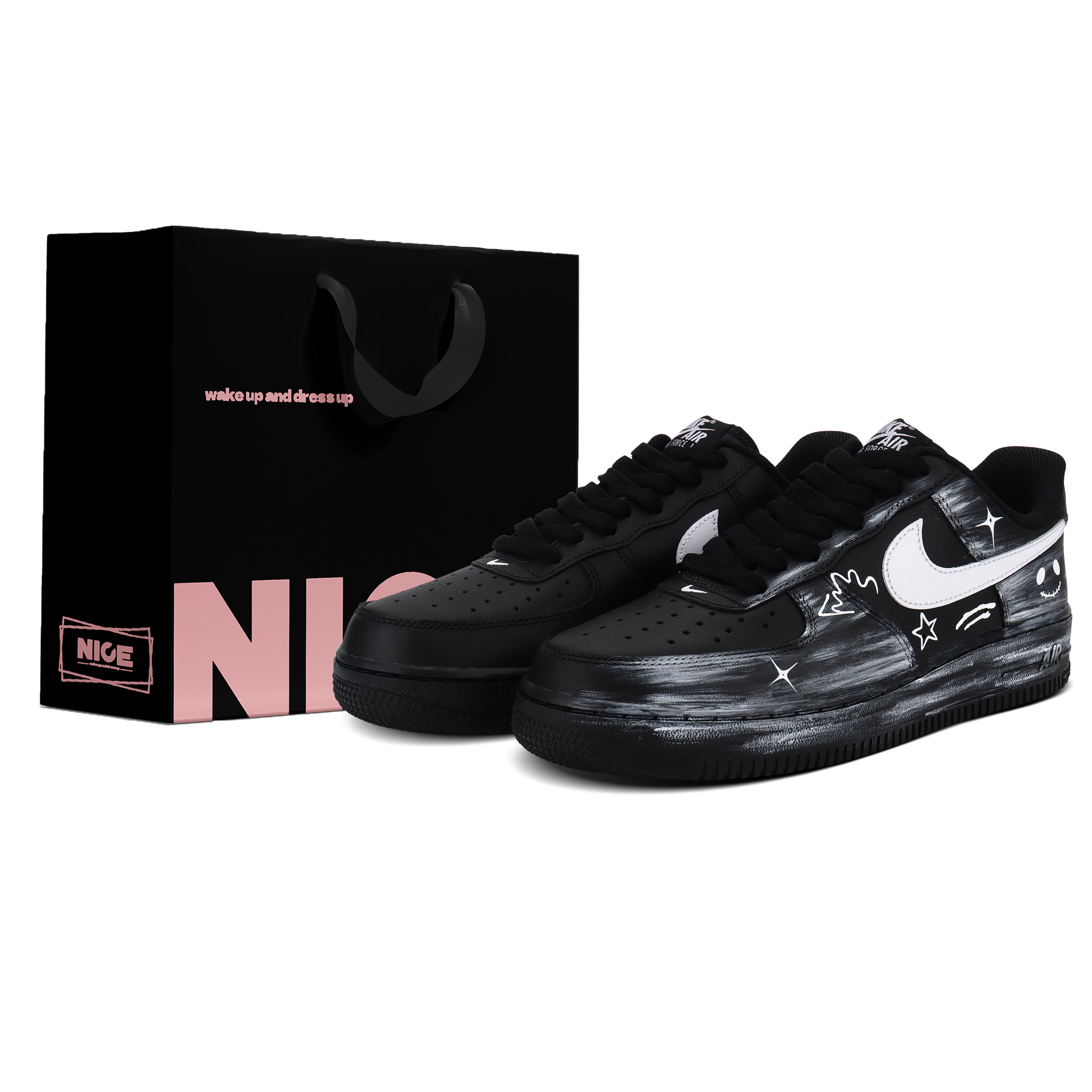 Custom SneakersNike Air Force 1 'Black Samurai' Slip-Resistant Low-Top Skate Shoes Unisex