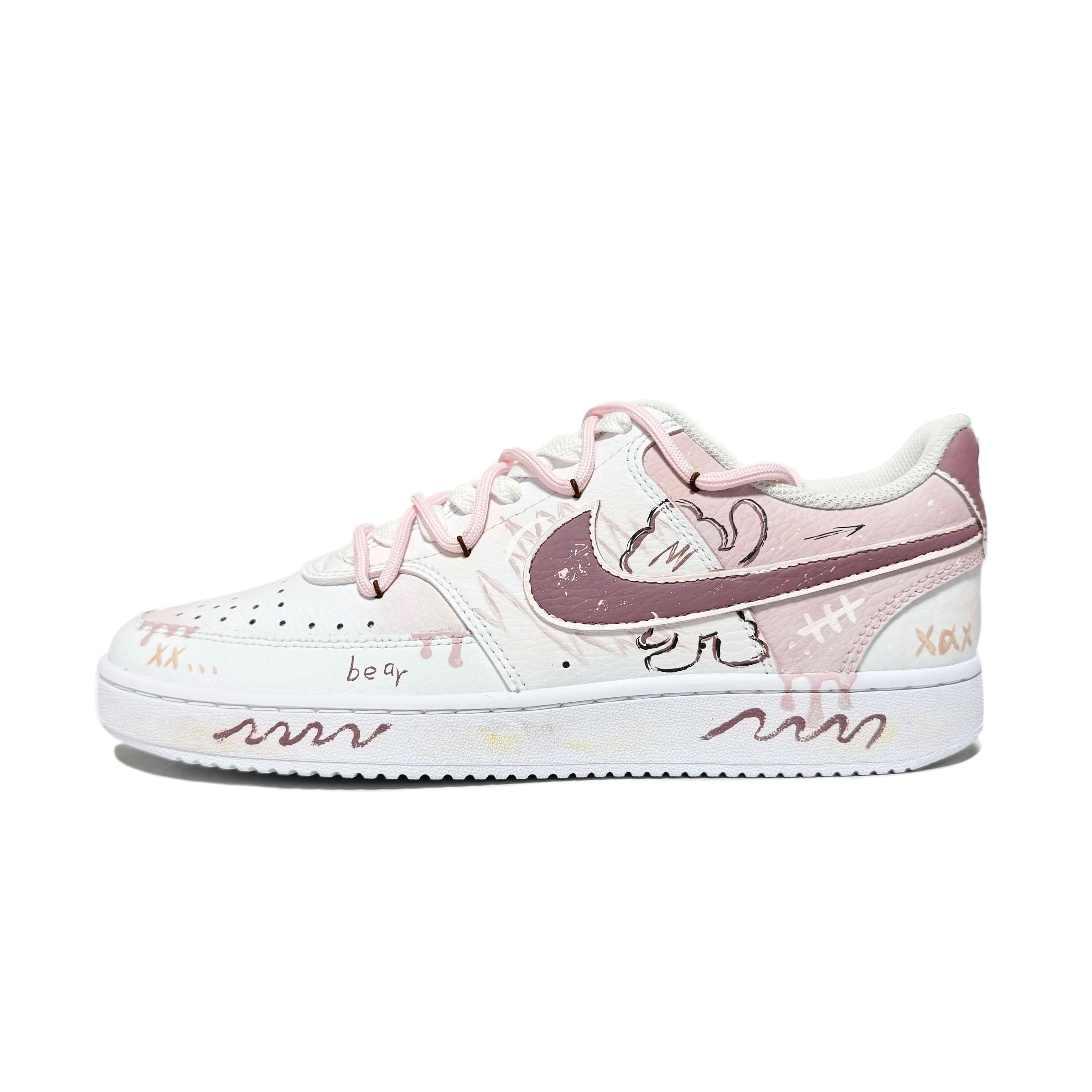 Nike Court Vision 1 Bear Gummies Anti Slip Wear Resistant Low Top Skateboard Shoes Unisex Pink