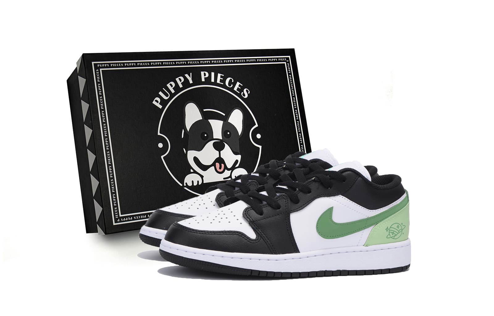Jordan Air Jordan 1 Anti-Slip Wear-Resistant Low-Top Vintage Basketball Shoes Men's Black Green