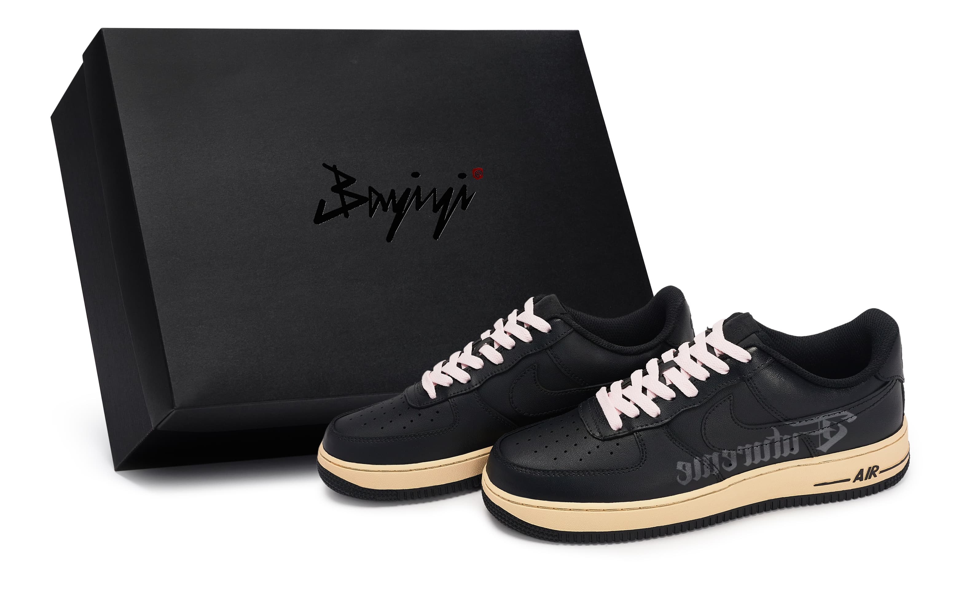 Custom Sneakers Nike Air Force 1 07 'Old Letter' Special Box Low-Top Sneakers Unisex Black Pink