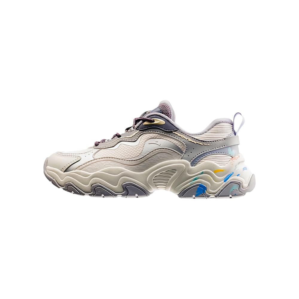 POP MART x Anta Meteorite Anti-Slip Wear-Resistant Low-Top Chunky Sneakers Women's White Silver Gray