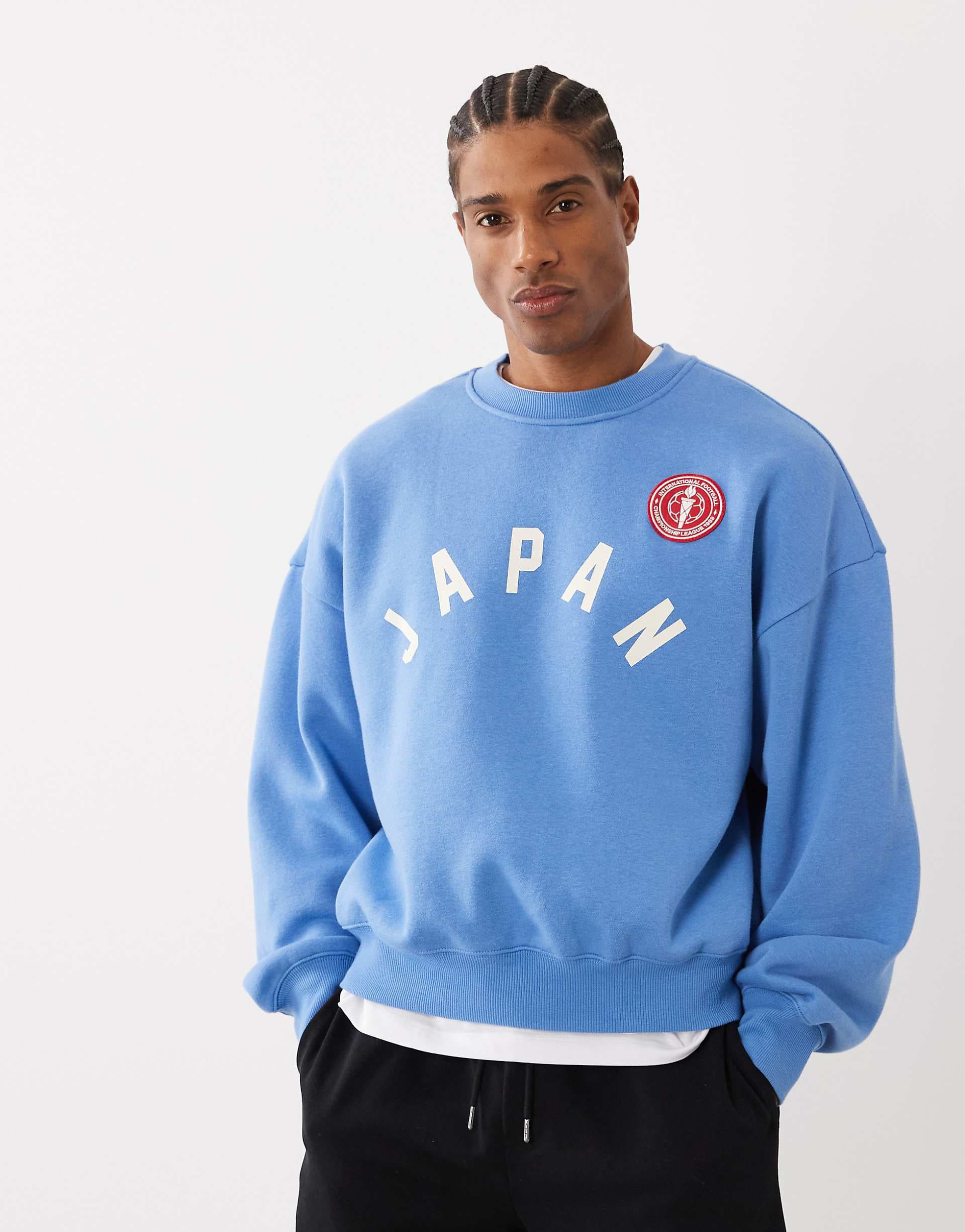 Cotton On box fit graphic sweatshirt in blue dusk