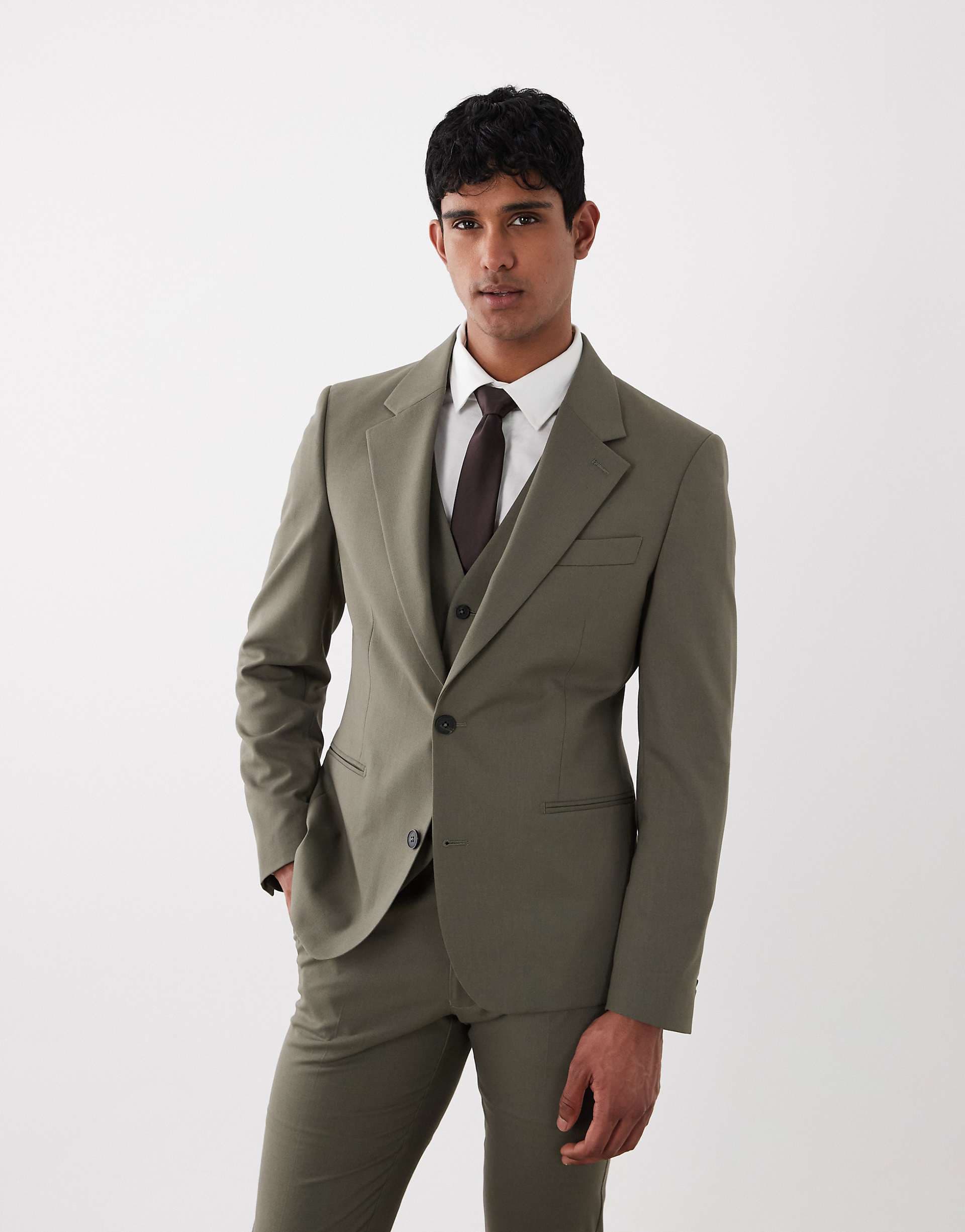 ASOS DESIGN skinny suit jacket in mid green