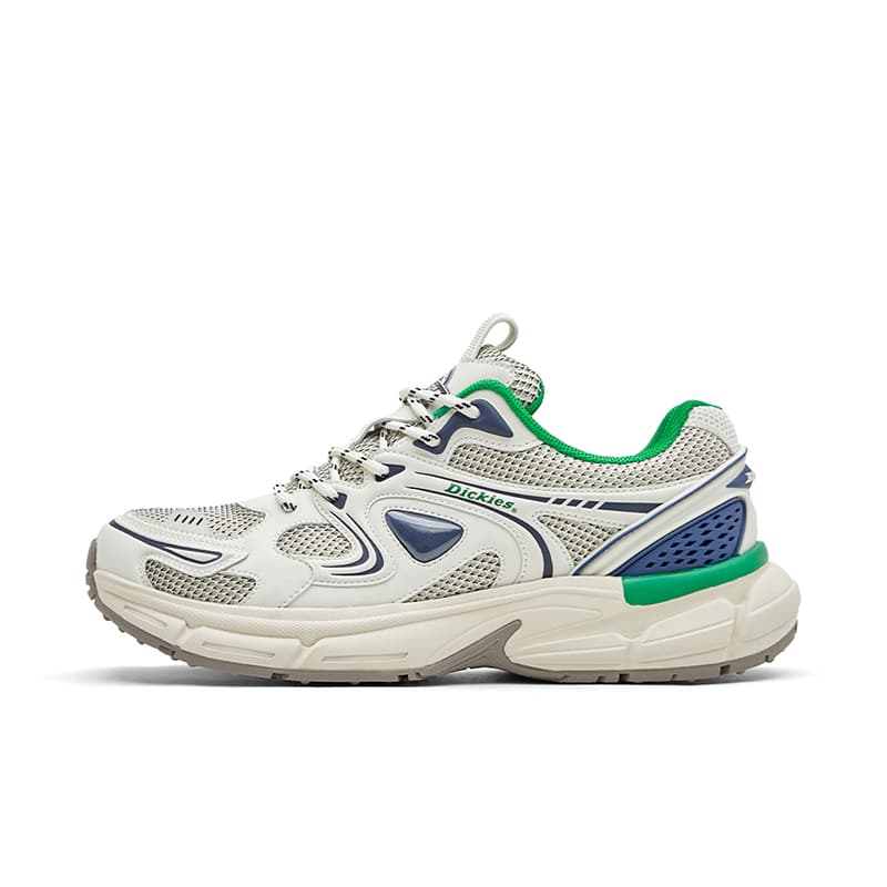 Dickies Paris Retro Show Versatile Cushioning Anti-Slip Wear-Resistant Breathable Impact-Resistant Lightweight Platform Low-Top Dad Shoes Men's White Green Blue