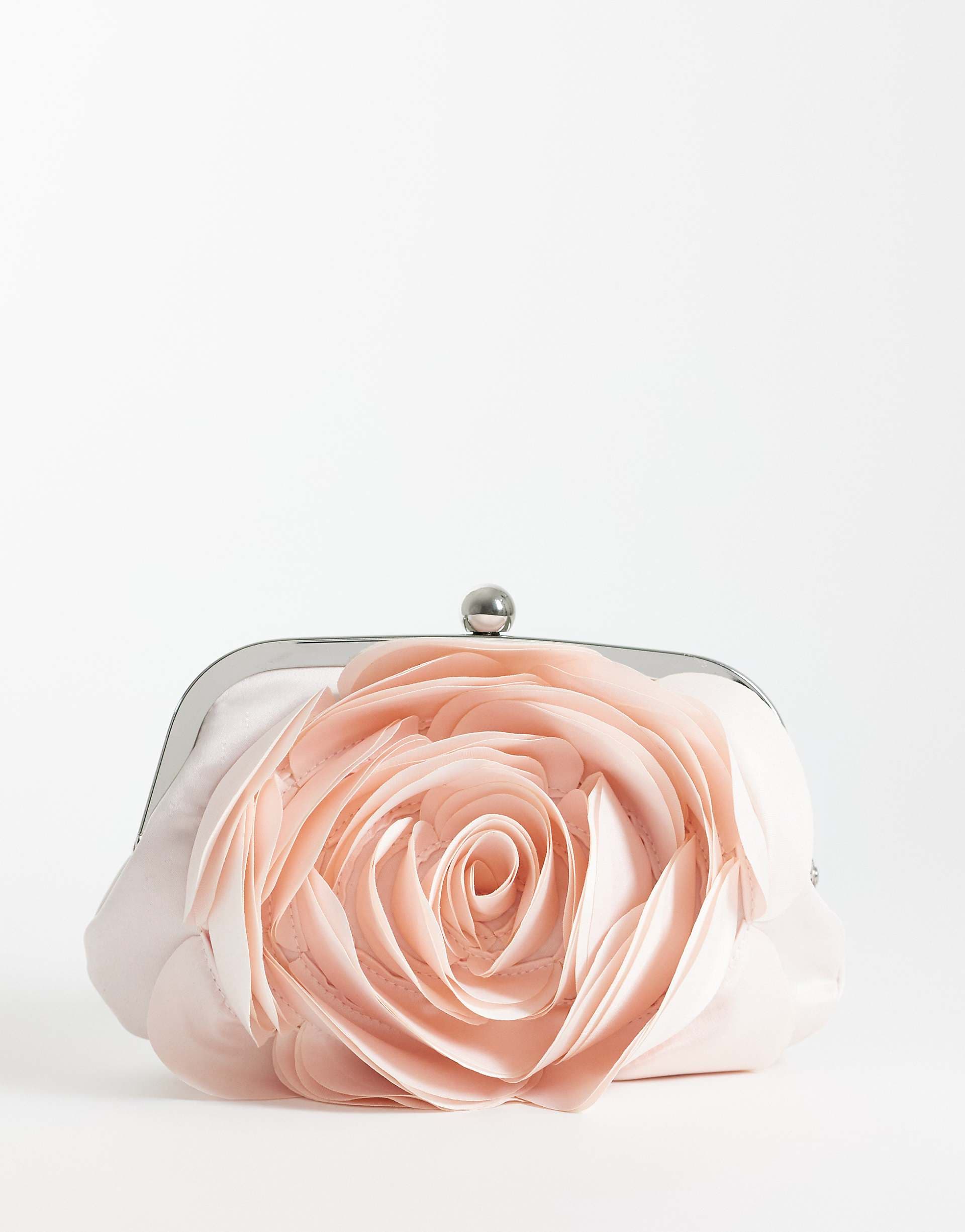 True Decadence floral clutch bag in baby pink