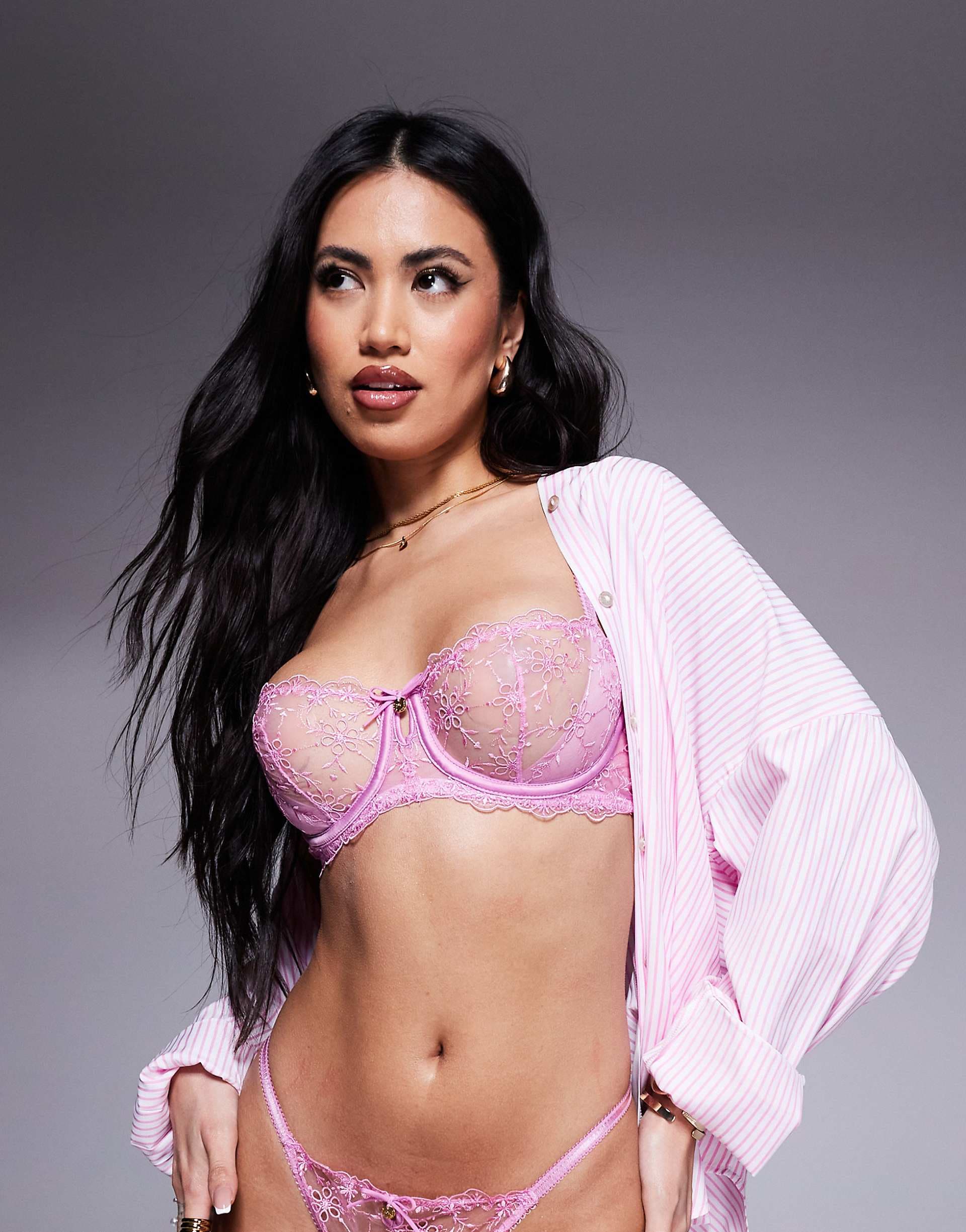 Boux Avenue Bryony broderie balconette bra in pink