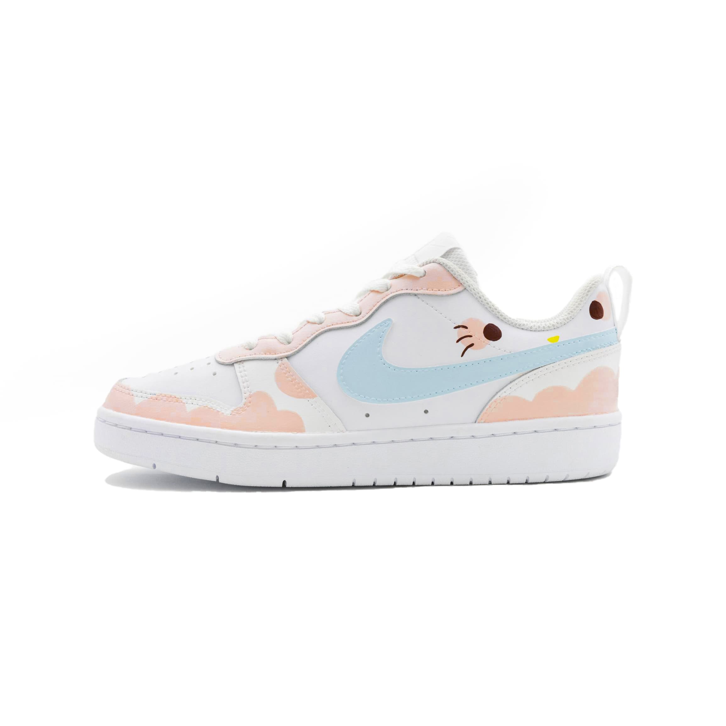 Custom SneakersNike Court Borough Cute Versatile Dopamine Kitty Fresh Sweet Girly Preppy Campus Style Daily Comfortable Cushioned Wear-Resistant Anti-Slip Skate Shoes Women's Pink