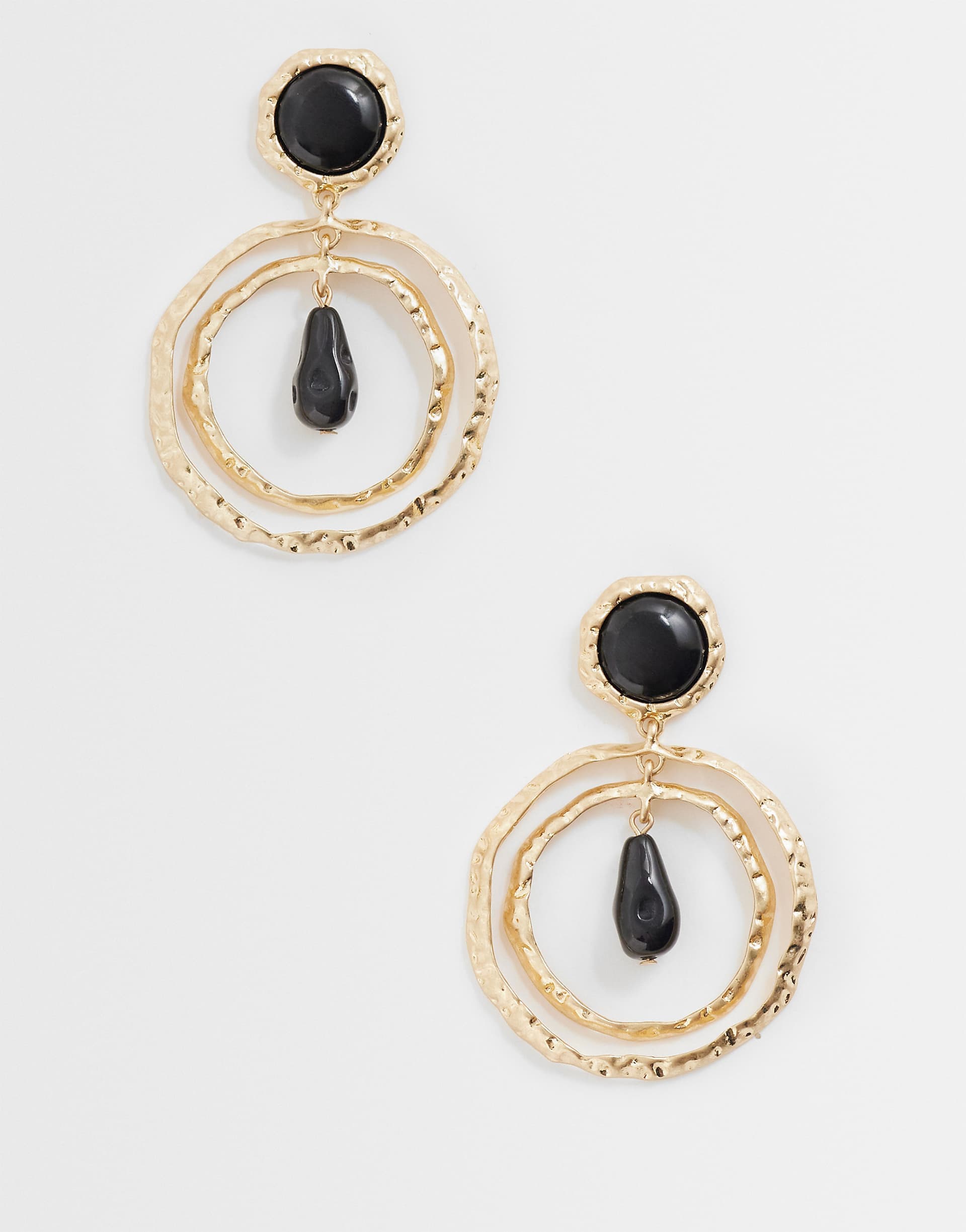 ASOS DESIGN large multi-loop earrings with mulberry stones in brushed gold tone