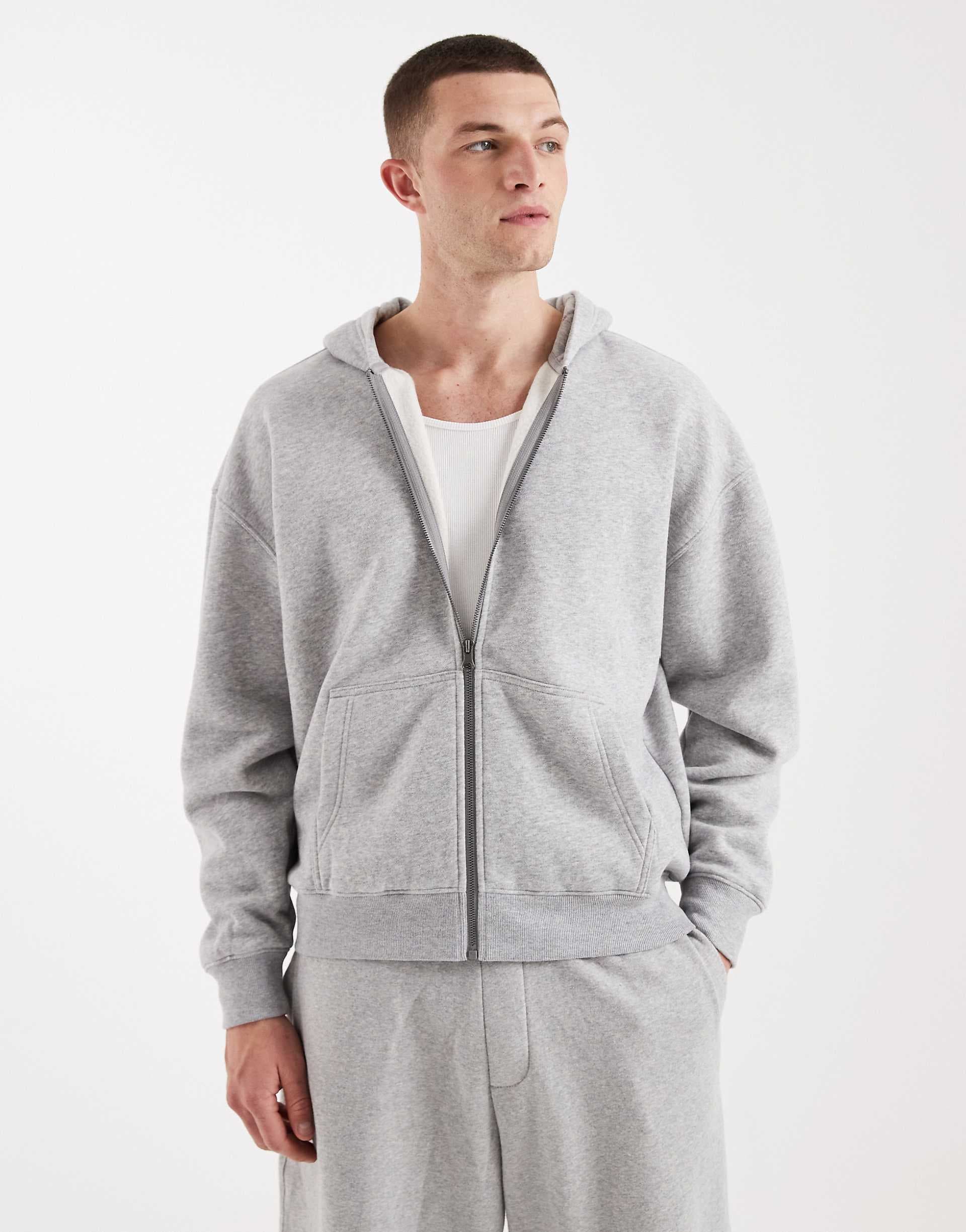 Hollister zip up hoodie in gray