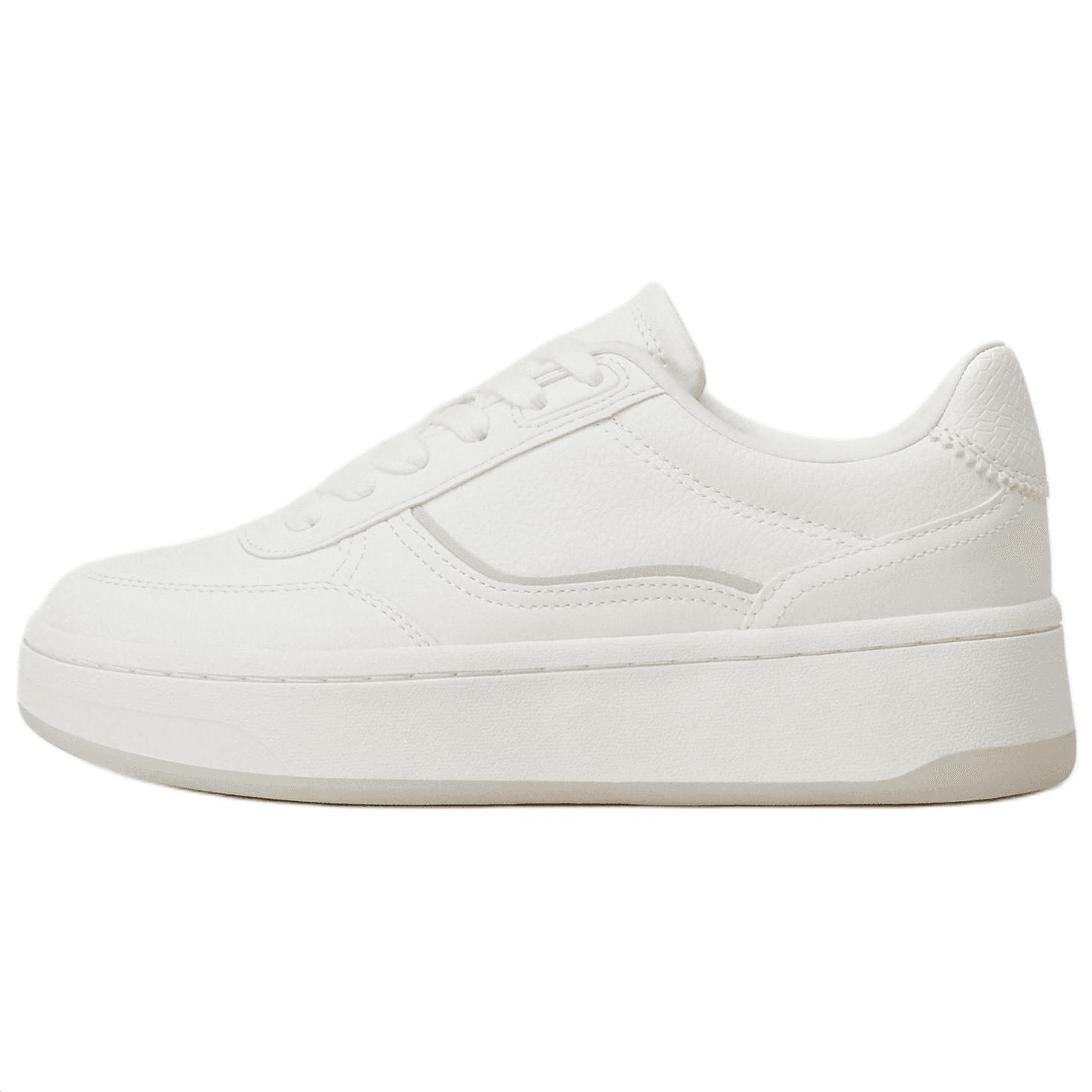 ZARA PU Round Toe Lightweight Sneakers Fashion Casual White Shoes Low-Top Skate Shoes Women's White