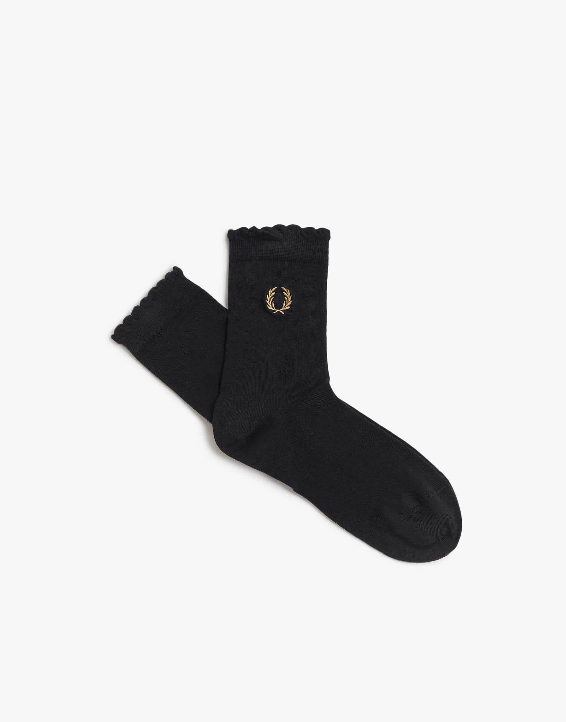 Fred Perry Amy lettuce edge socks in black