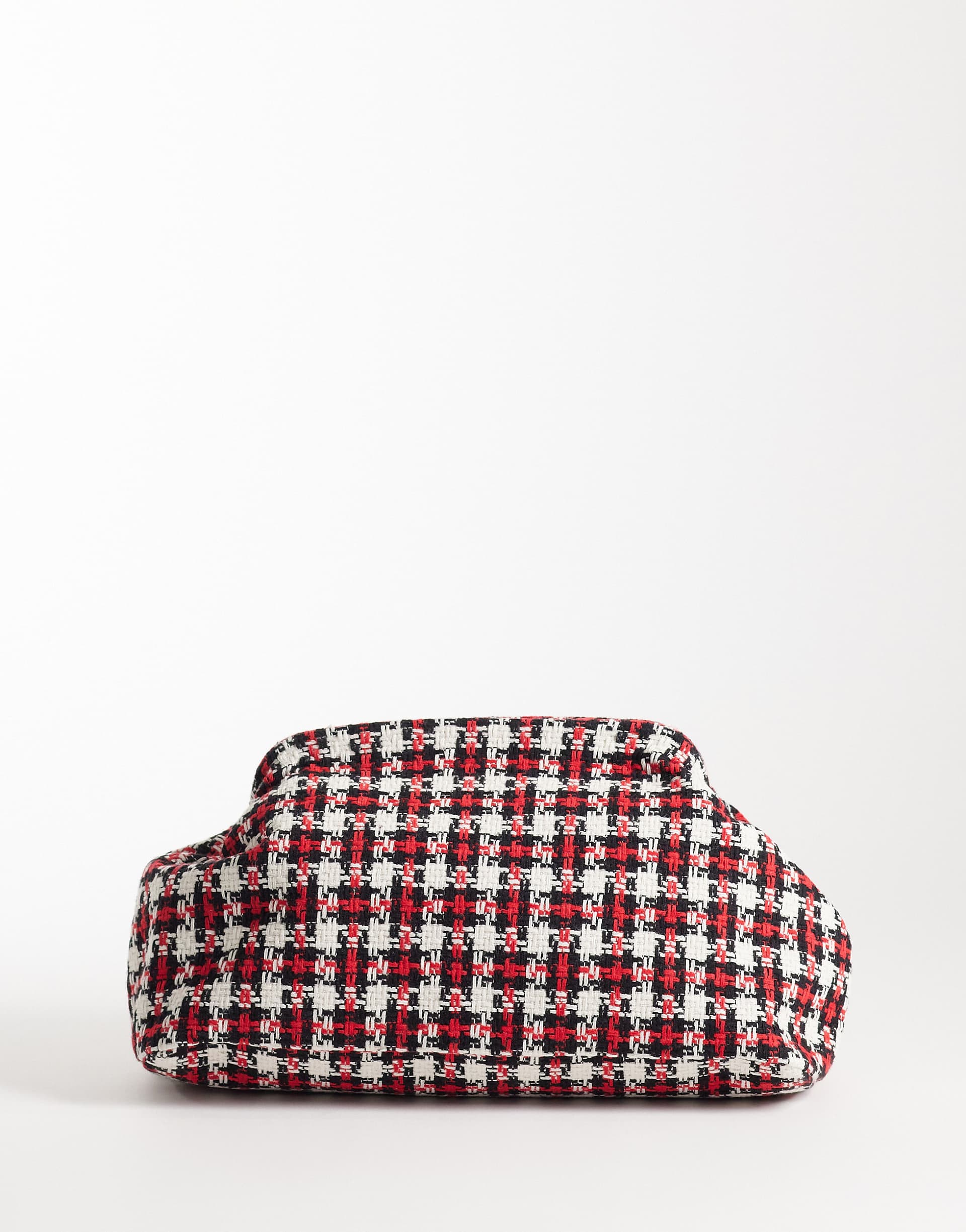 ASOS DEISGN large frame clutch bag in red check boucle