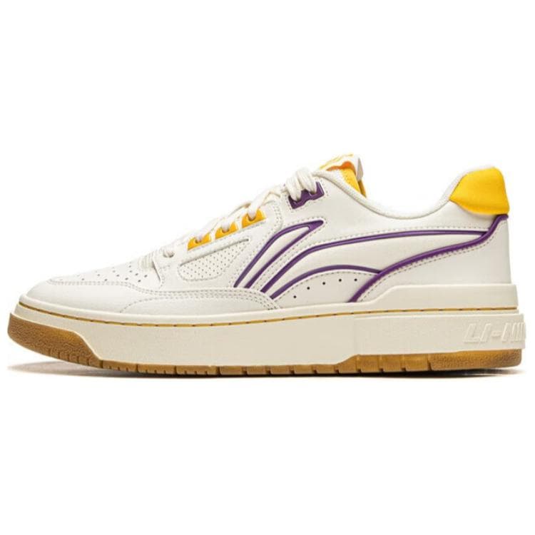LiNing Anti-Slip Wear-Resistant Low-Top Skateboard Shoes Unisex White Purple Yellow