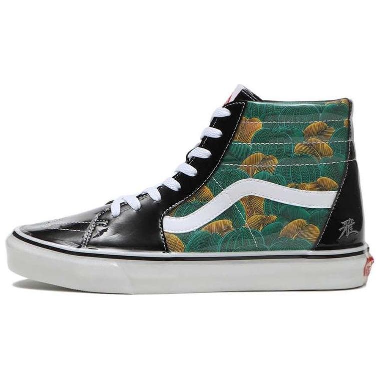 Kukutani x Vans SK8 HI Comfort Fashion Wear-Resistant High-Top Sneakers Men's Green Black