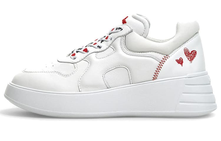 HOGAN Rebel Casual Platform Fashion Skate Shoes Women's White Red