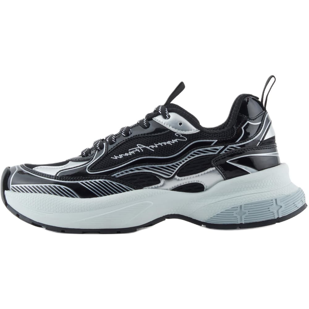 EMPORIO ARMANI Polyester (Polyester Fiber) PU (Polyurethane) Platform Lace-Up Low-Top Casual Shoes Women's Silver