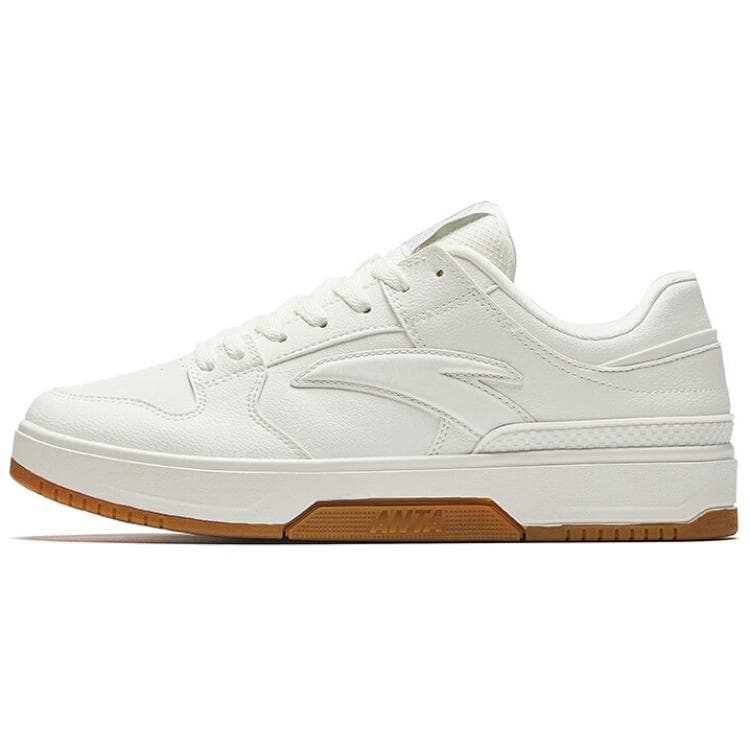 Anta Classic Color Block Comfortable Fashion Supportive Slip-Resistant Durable Low-Top Skate Shoes Men's Ivory White