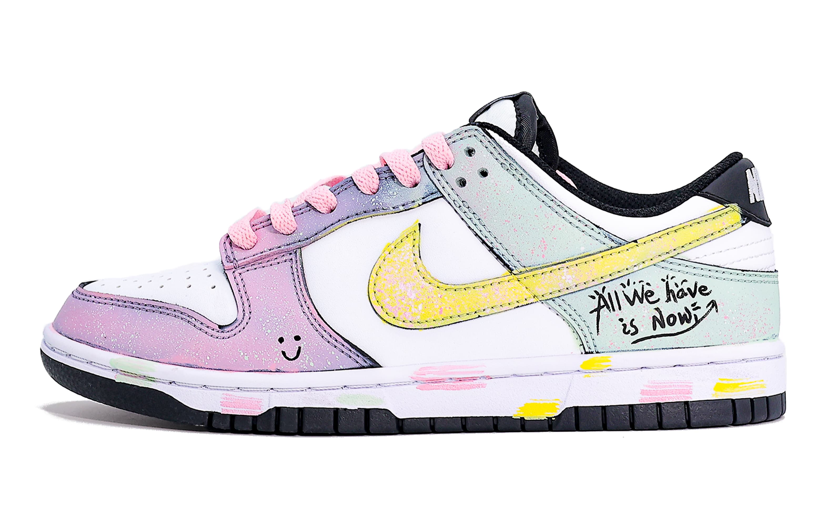 Custom Nike Dunk Leather GS Unisex 'Emerald Pink Fairy' Low-Top Skate Shoes Women's Pink Green