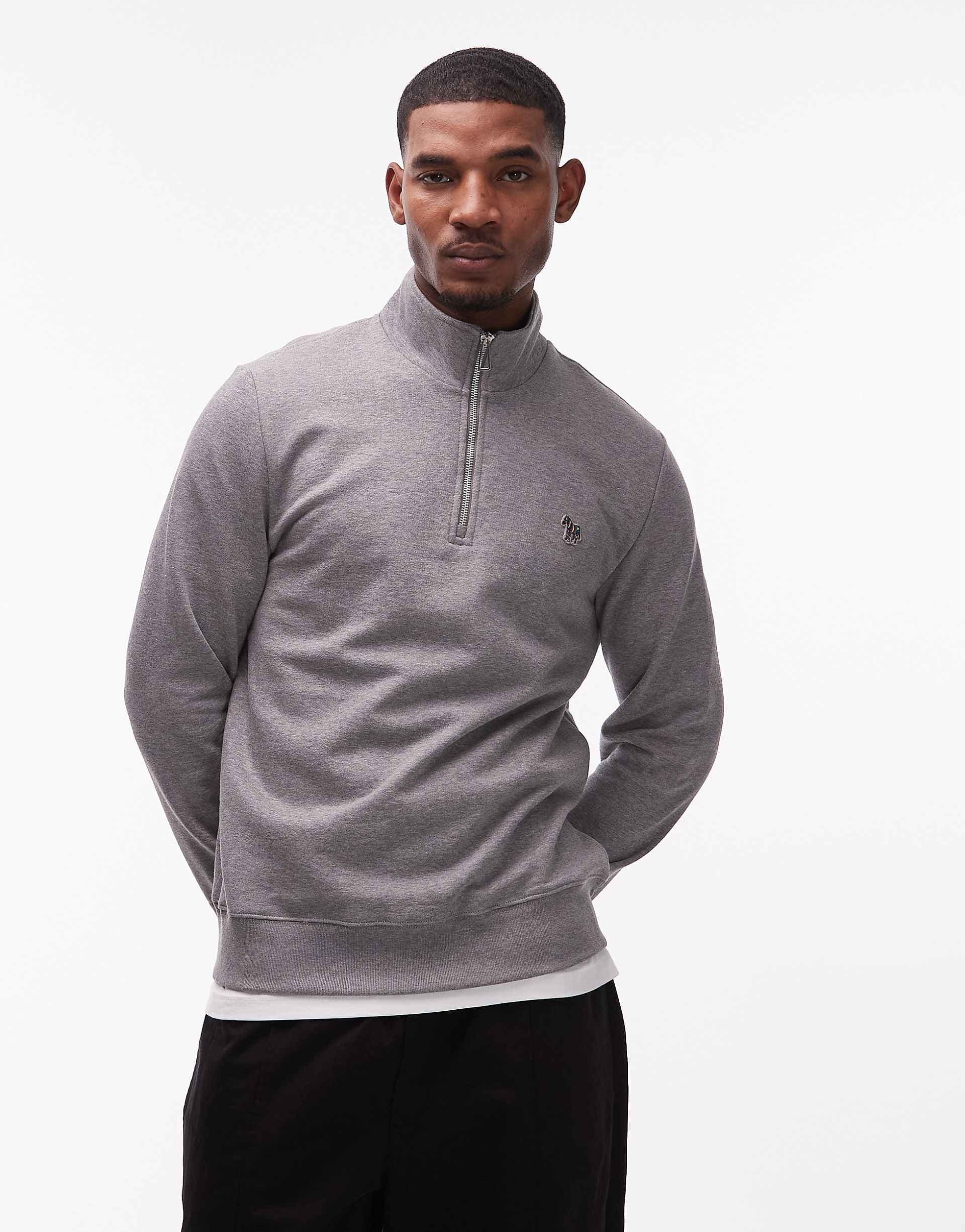 PS Paul Smith half zip up logo sweater in gray