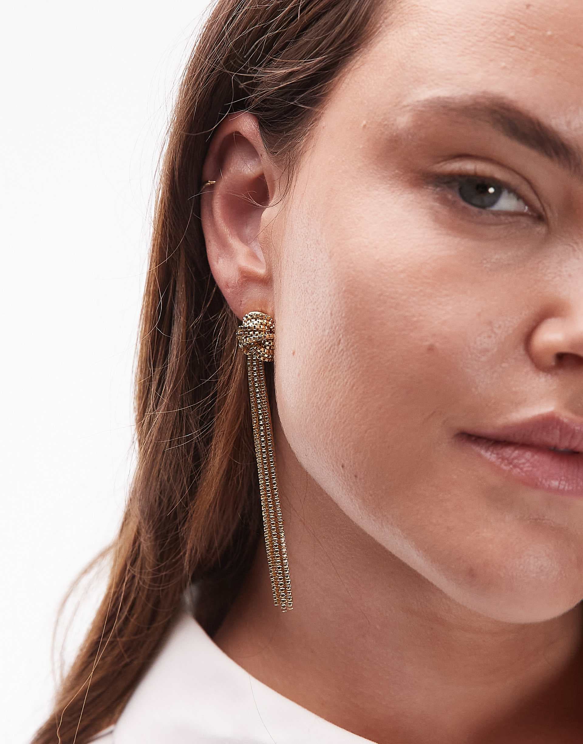 & Other Stories knot tassel pendant earrings in gold