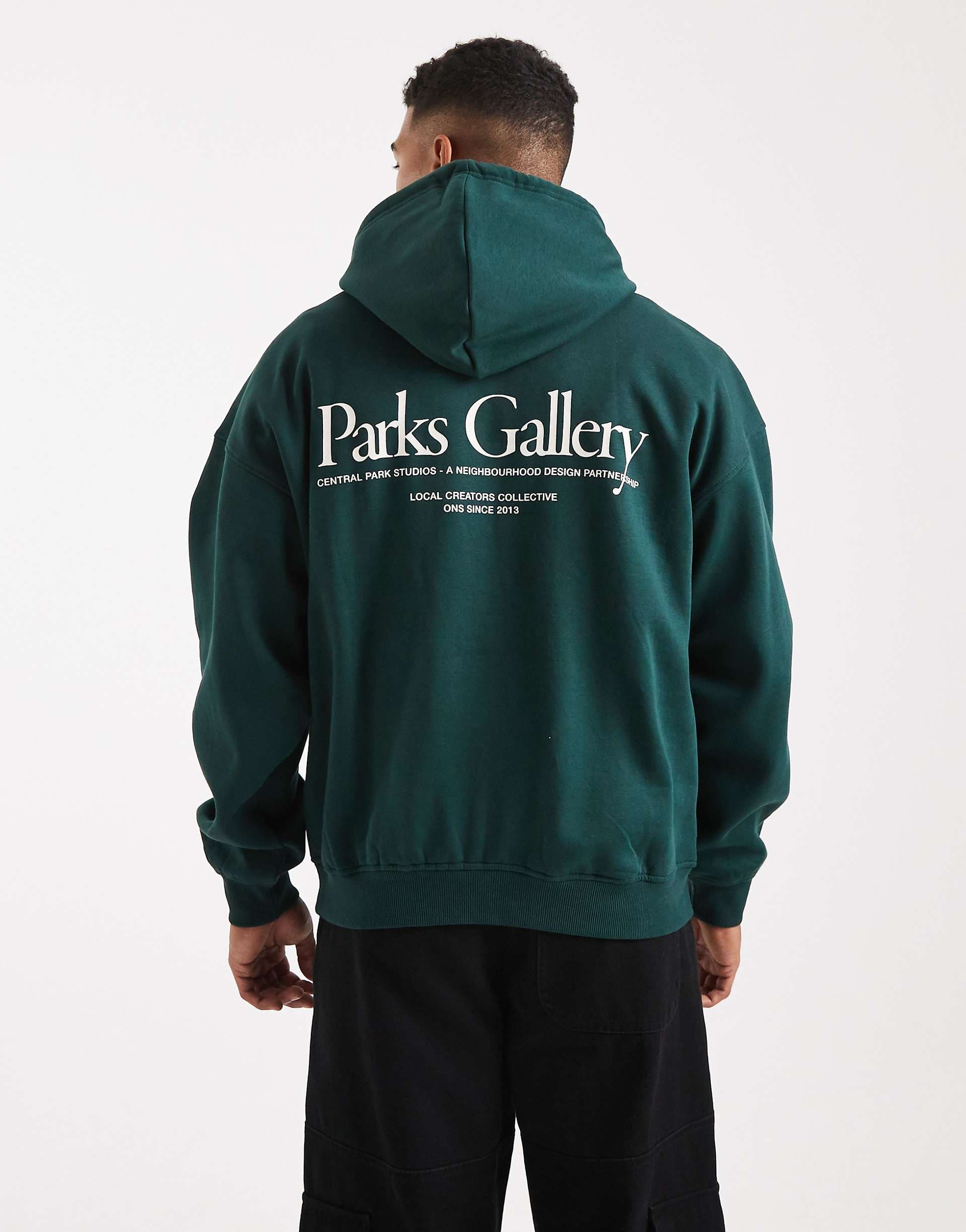 ONLY & SONS printed hoodie in dark green