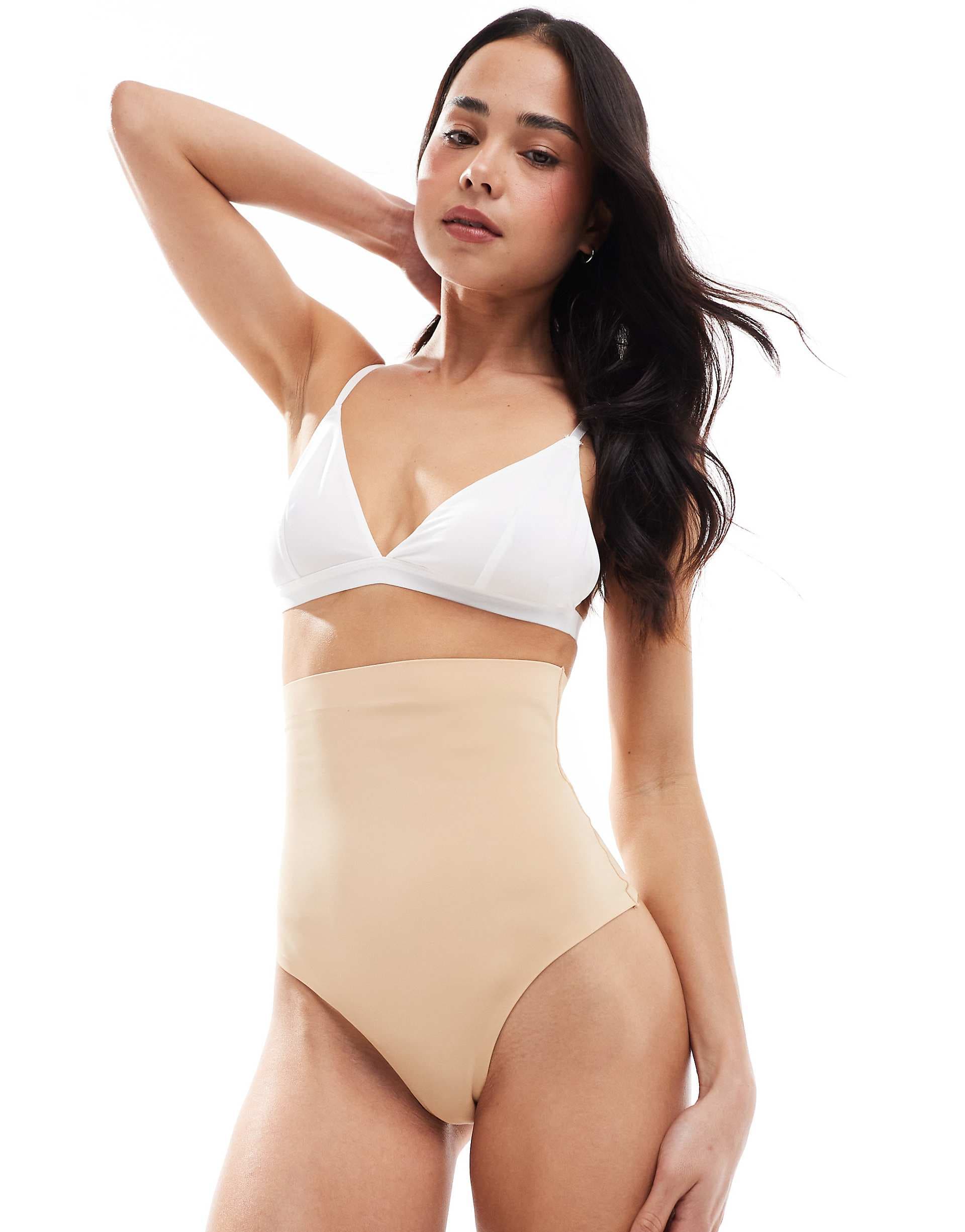 Bye Bra invisible high waist shaping thong in beige