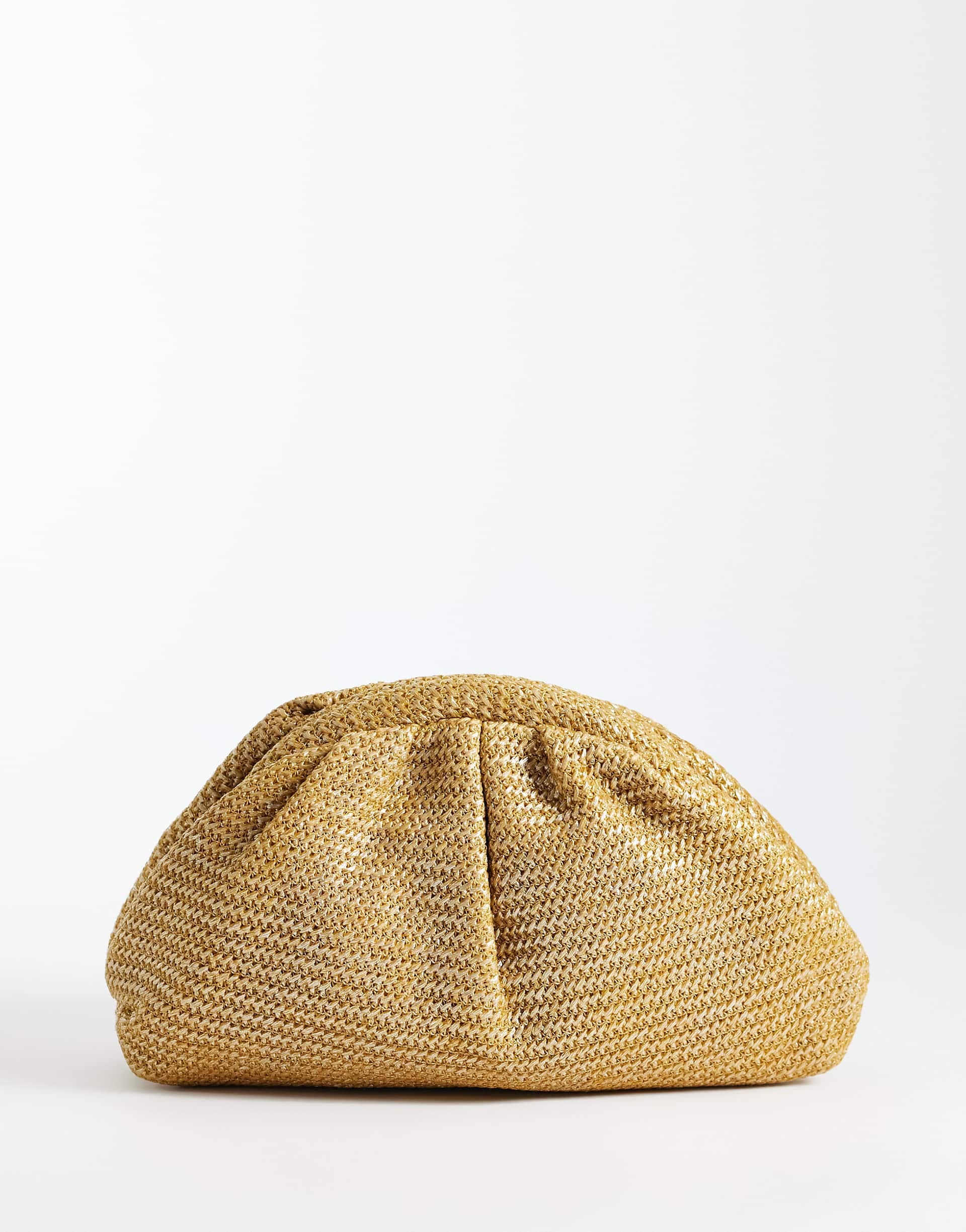 True Decadence rattan clutch bag in gold