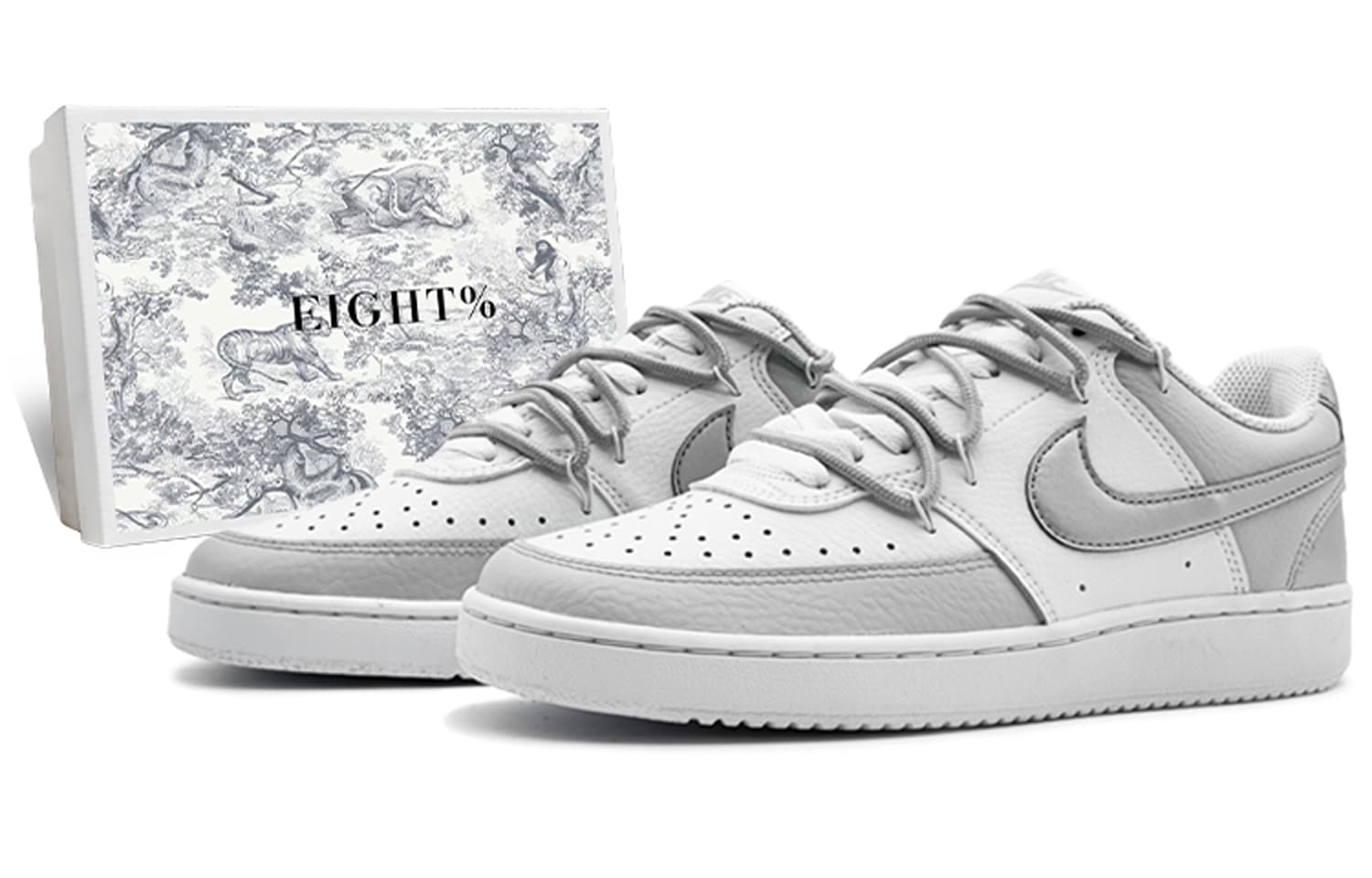 Nike Court Vision 1 Low Anti-Slip Wear-Resistant Low-Top Skateboard Shoes Women's Silver Gray