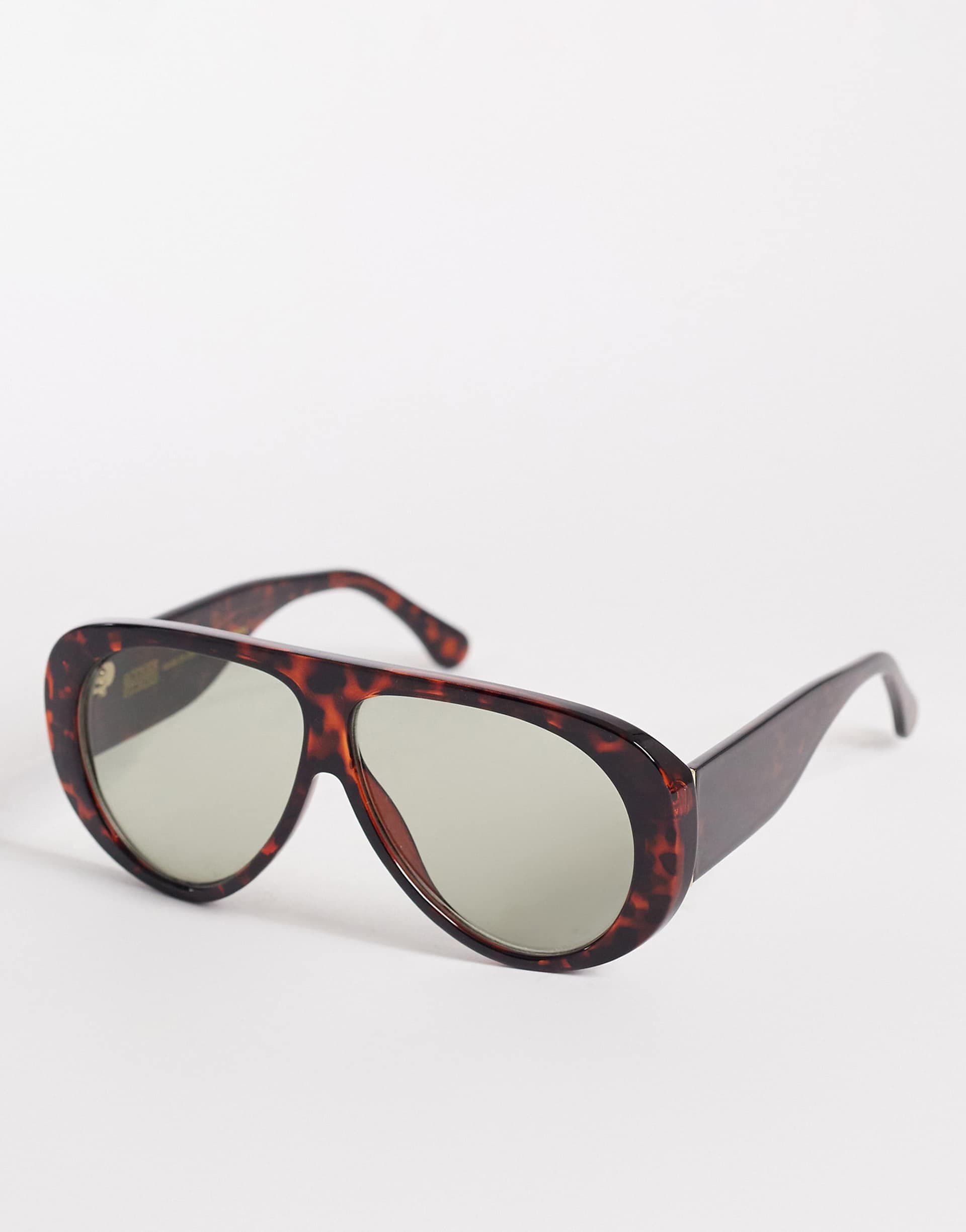 & Other Stories rounded aviator sunglasses in brown tortoise effect with pouch case