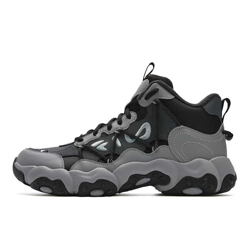 FILA FLUID 6 MID WE Fleece-Lined Cat Paw 6 Fashion Retro Classic Unique Trendy Simple Versatile Comfortable Sport Wear-Resistant Warm Mid-Top Casual Shoes Men's Grey Black