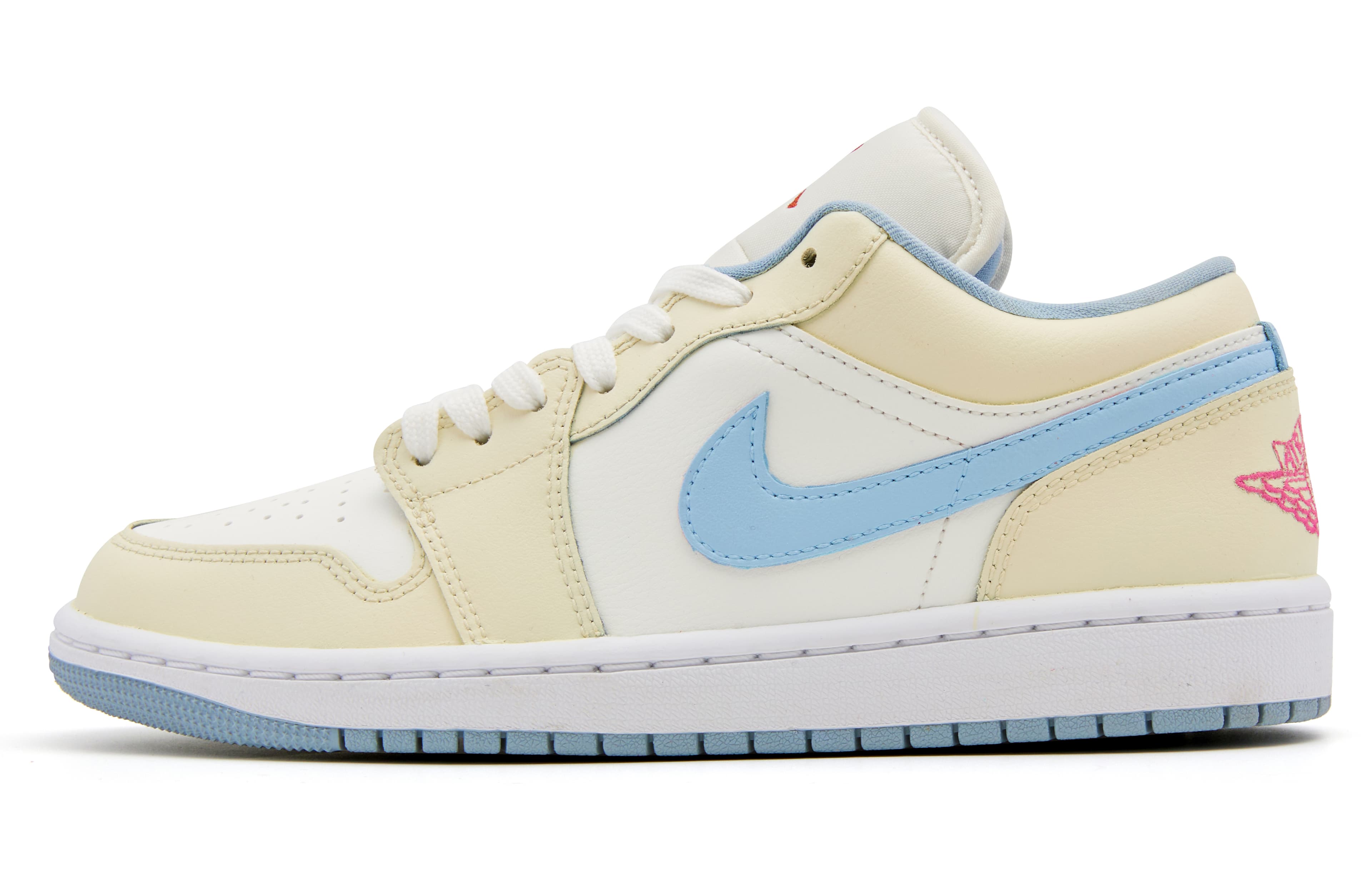 JORDAN Air JORDAN 1 Vintage Basketball Shoes Women's Low-Top Beige Blue/Pink