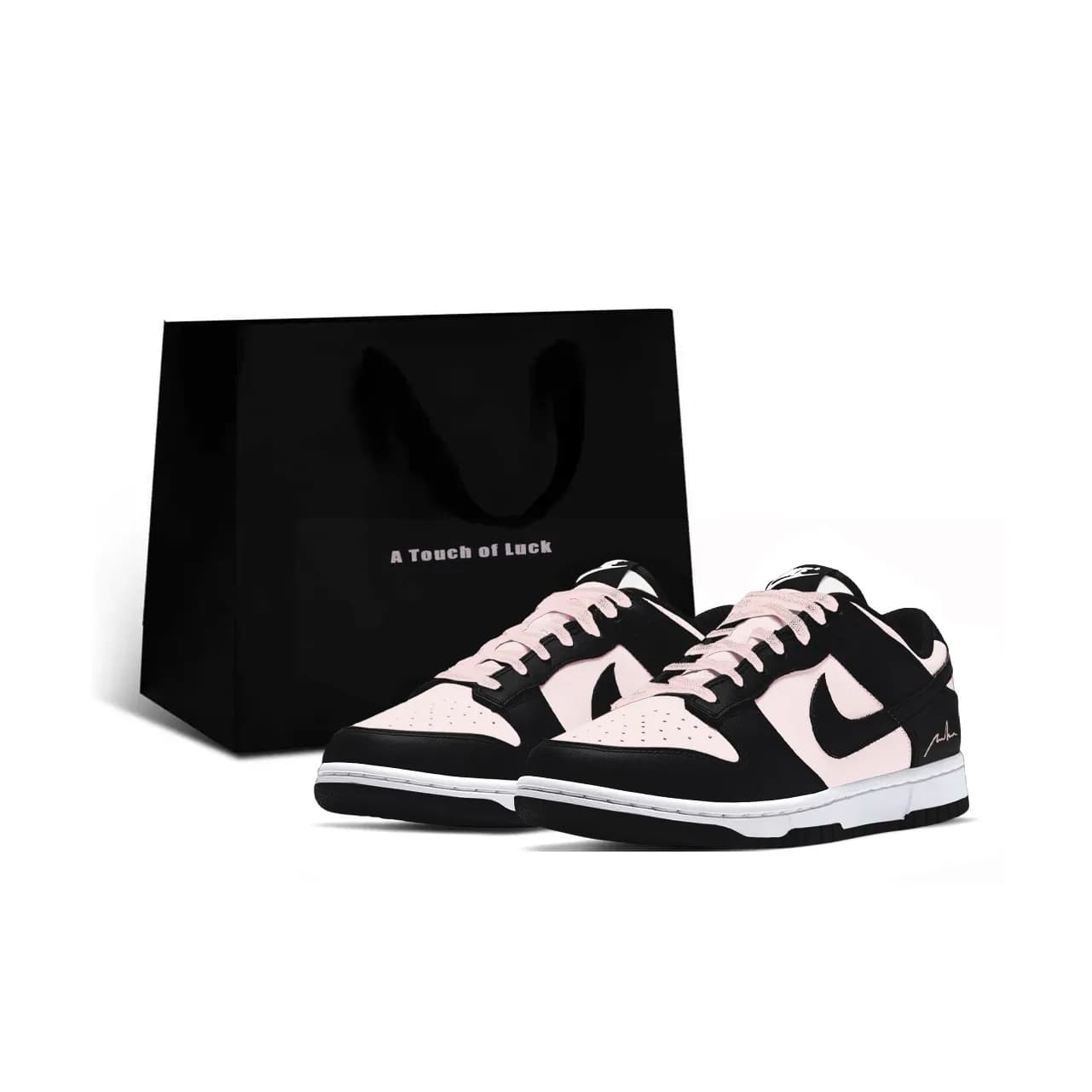 Nike Custom Dunk 'Gift Bag' Cherry Blossom Pink Autumn Winter Sweet Girly Cute Romantic Versatile Commute Niche All-Season Low-Top Skate Shoes Women's Black Pink