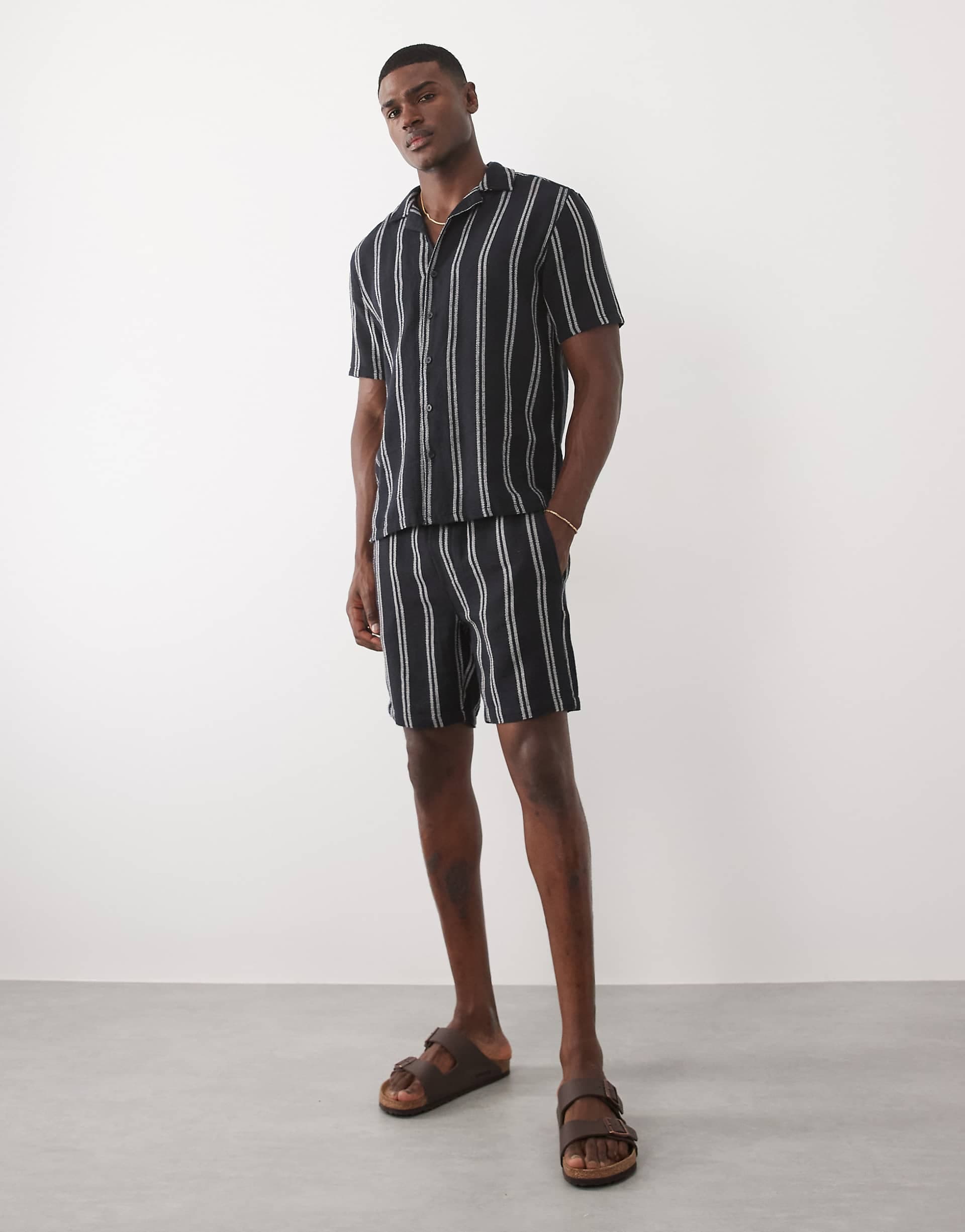 ONLY & SONS woven shorts in navy stripe - part of a set