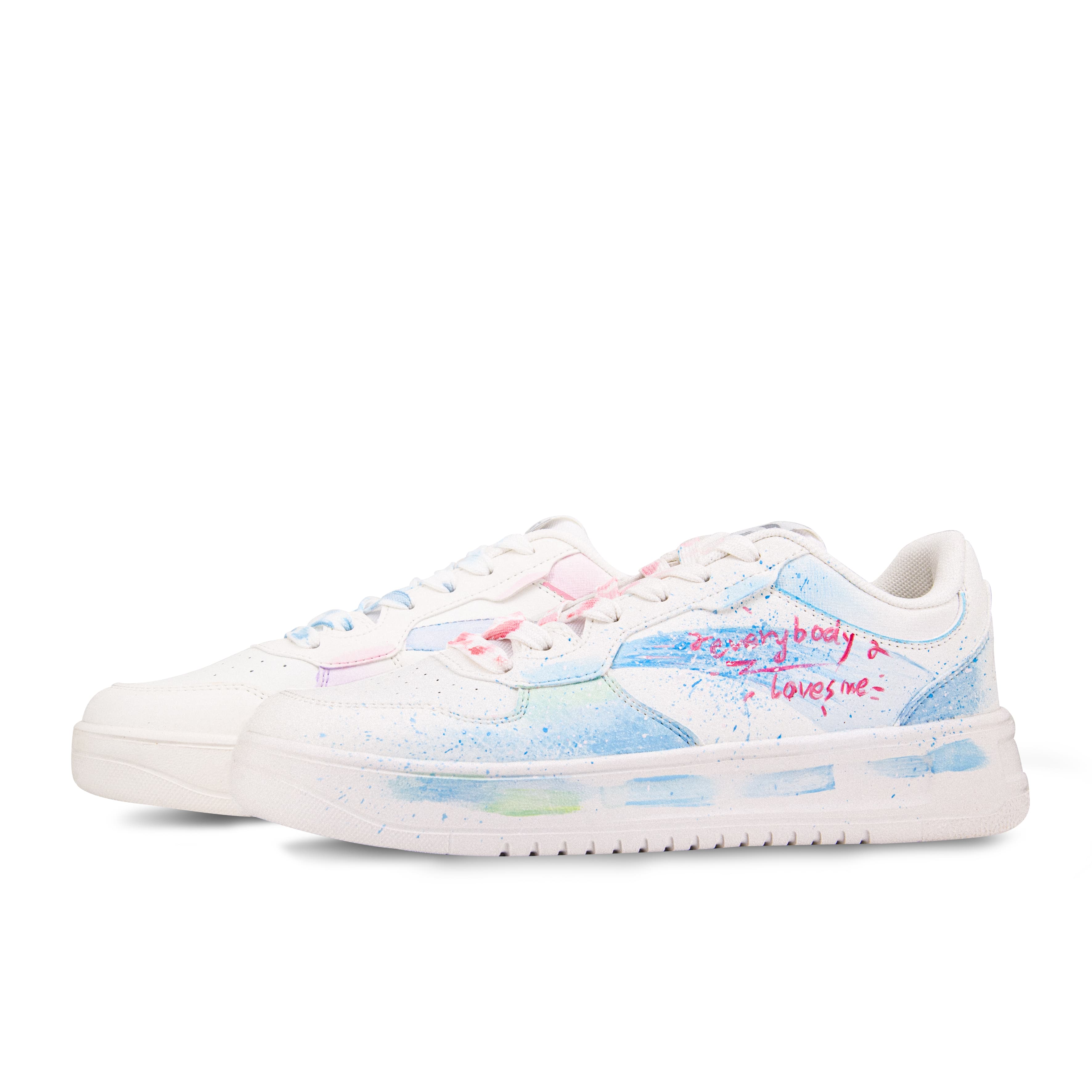 Custom SneakersAnta Relax OIMG Made Heartbeat Street Style Graffiti Fashion Trendy Anti-Slip Wear-Resistant Breathable Low-Top Skate Shoes Unisex Blue Pink Mismatch