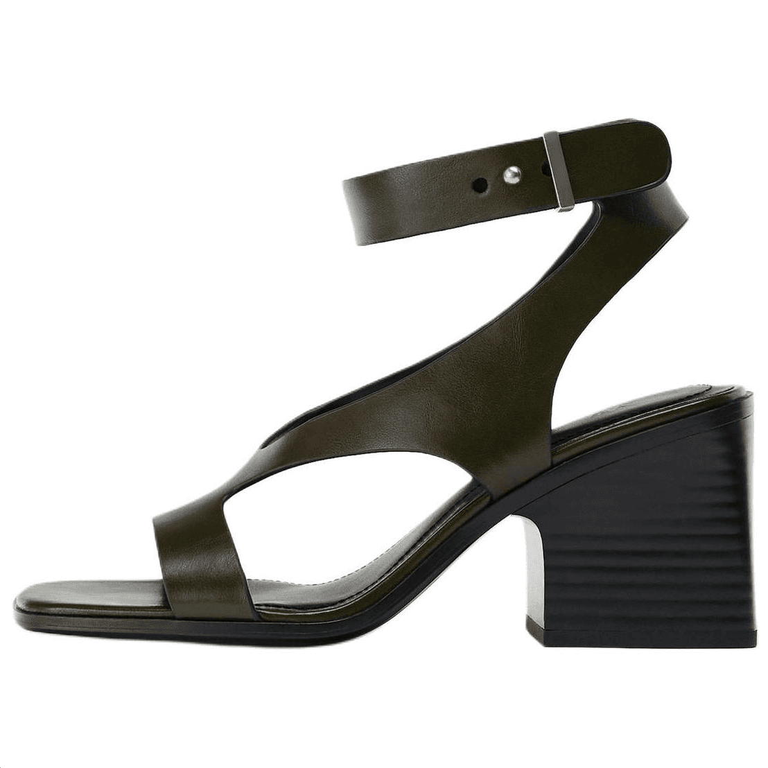 ZARA PU Lightweight Cool High Heel Single Strap Sandals 7.5cm Women's Green