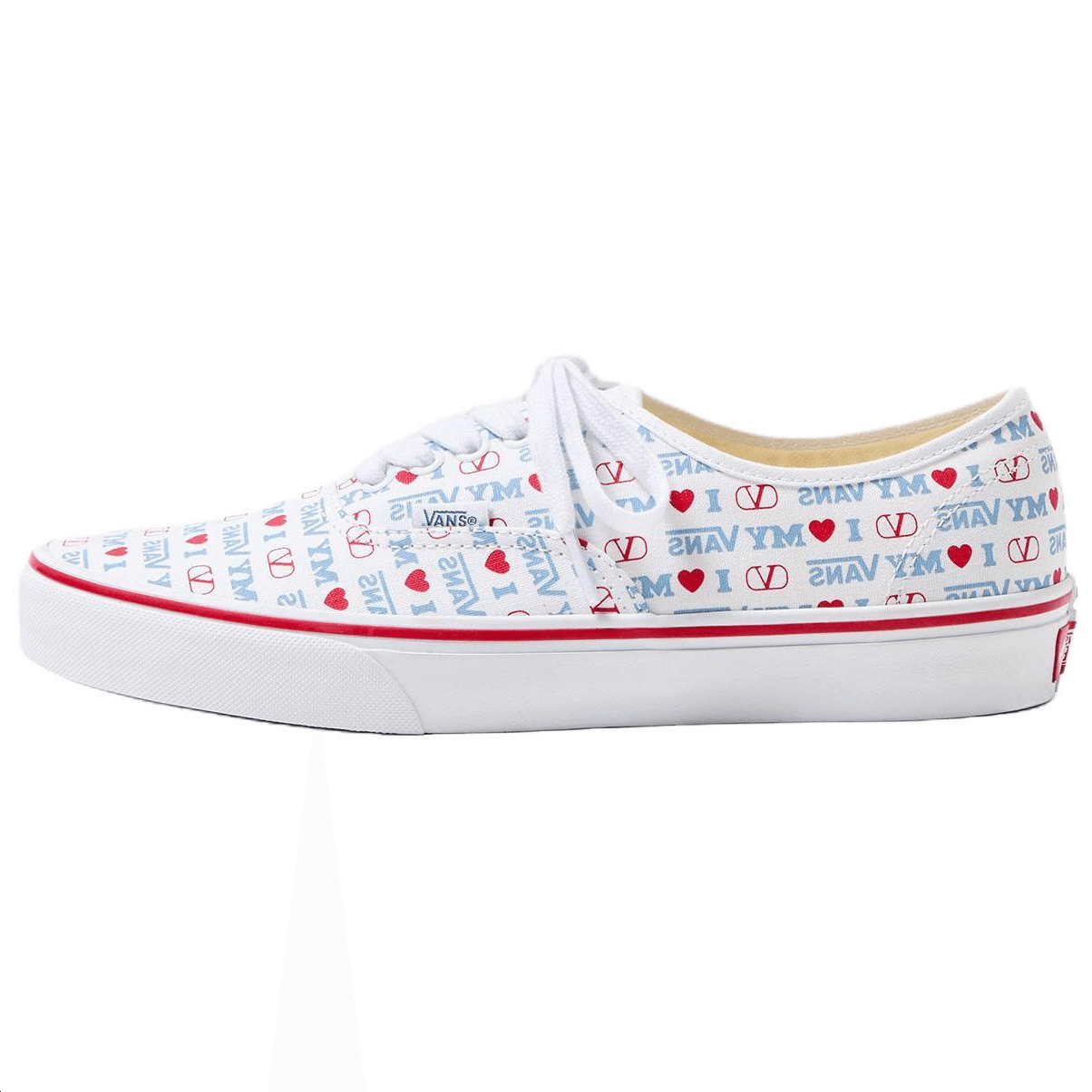 Valentino X VANS LOVE Canvas Round Toe Lace-Up Low-Top Skate Shoes Men's White