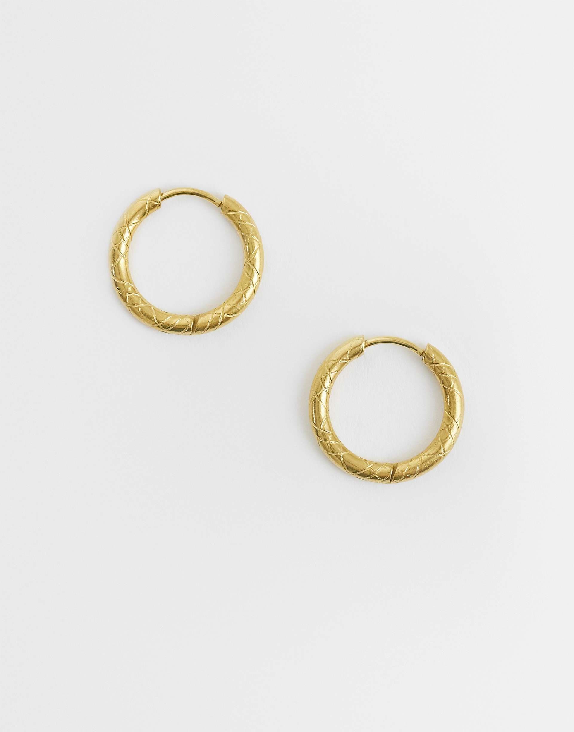 Lost Souls textured hoop earrings in 18kt gold plated stainless steel