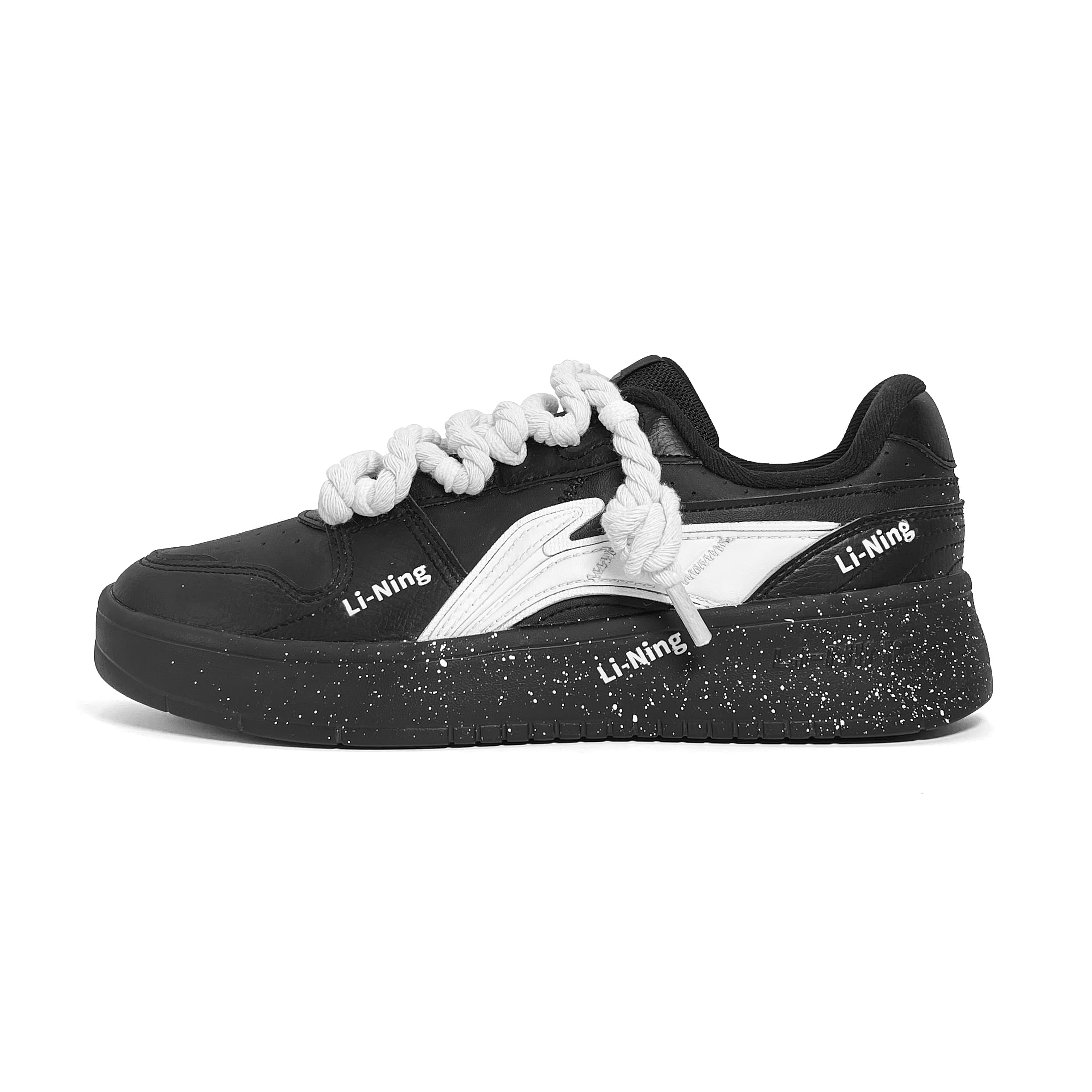 LiNing Yuanbao V2 Anti Slip Wear Resistant Low Top Skateboard Shoes Men's Black White