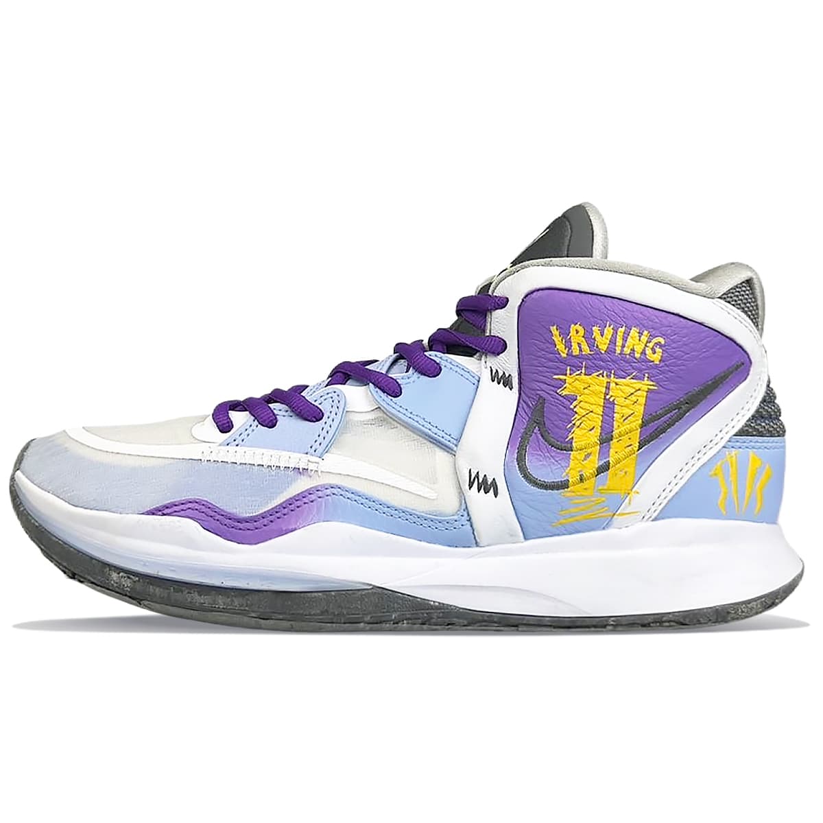 Nike Kyrie 8 Infinity Anti-Slip Wear-Resistant Mid-Top Basketball Shoes Unisex White Purple
