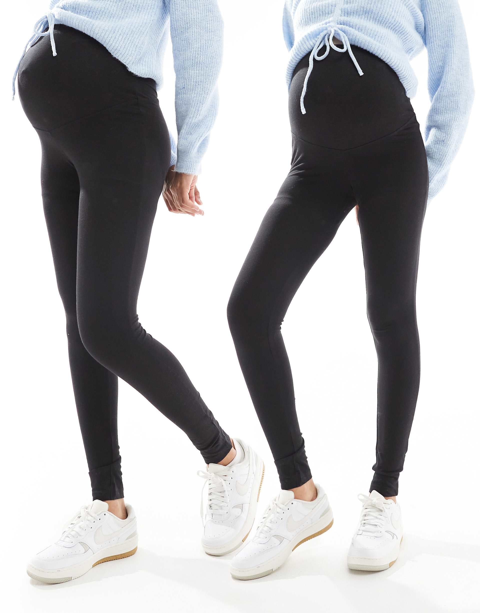 ONLY Maternity 2-pack leggings in black