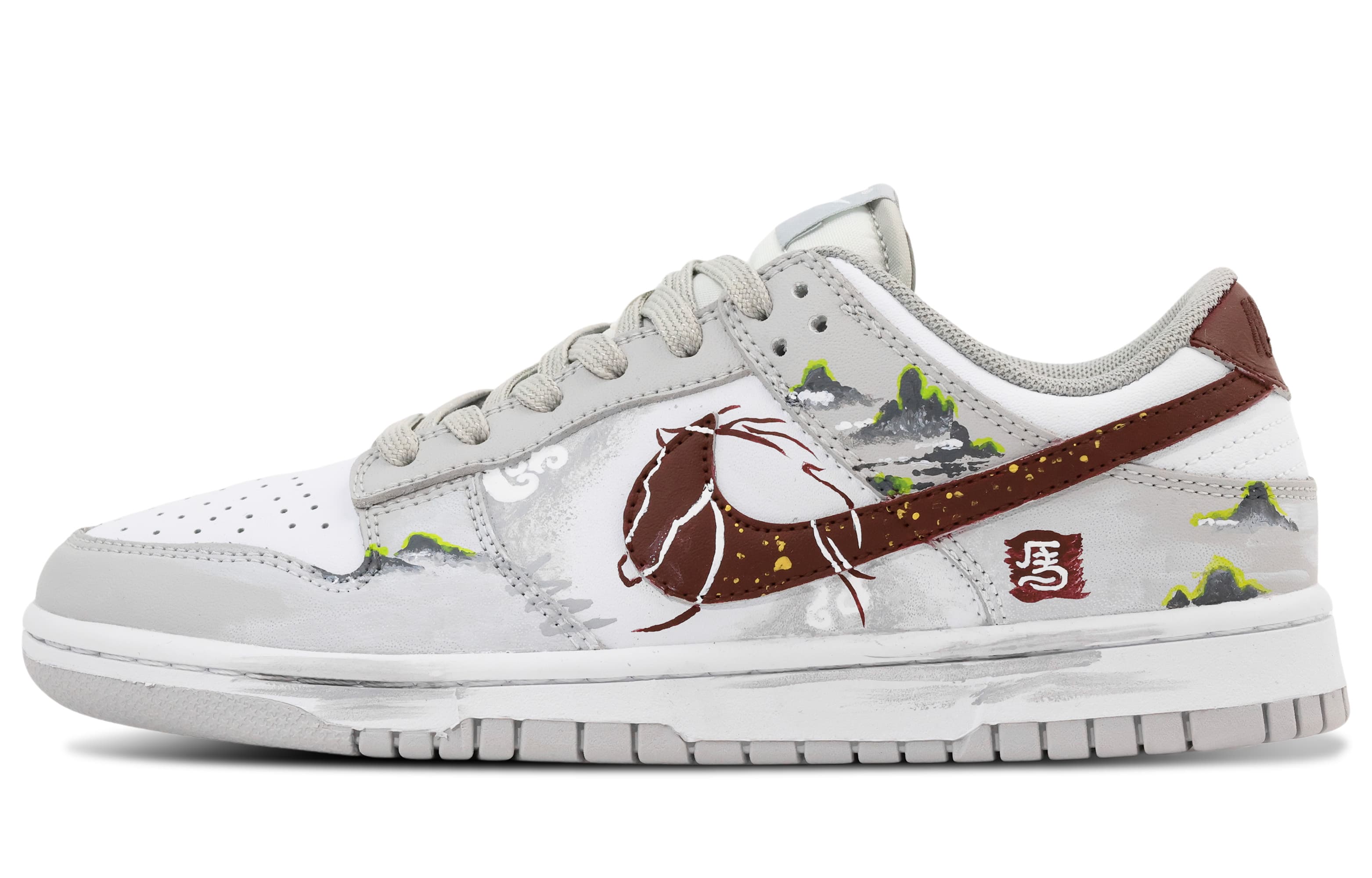 Custom Sneakers Nike 'Cloud Mountain Ink' Chinese Style Low-Top Skate Shoes Unisex