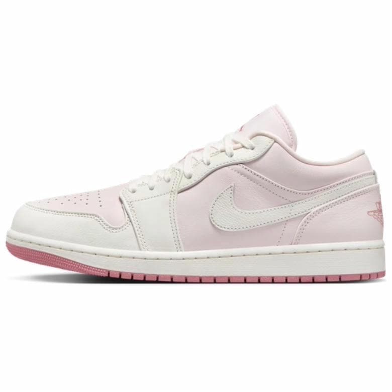 Jordan Air Jordan 1 Wear-Resistant Low-Top Vintage Basketball Shoes Unisex White Pink