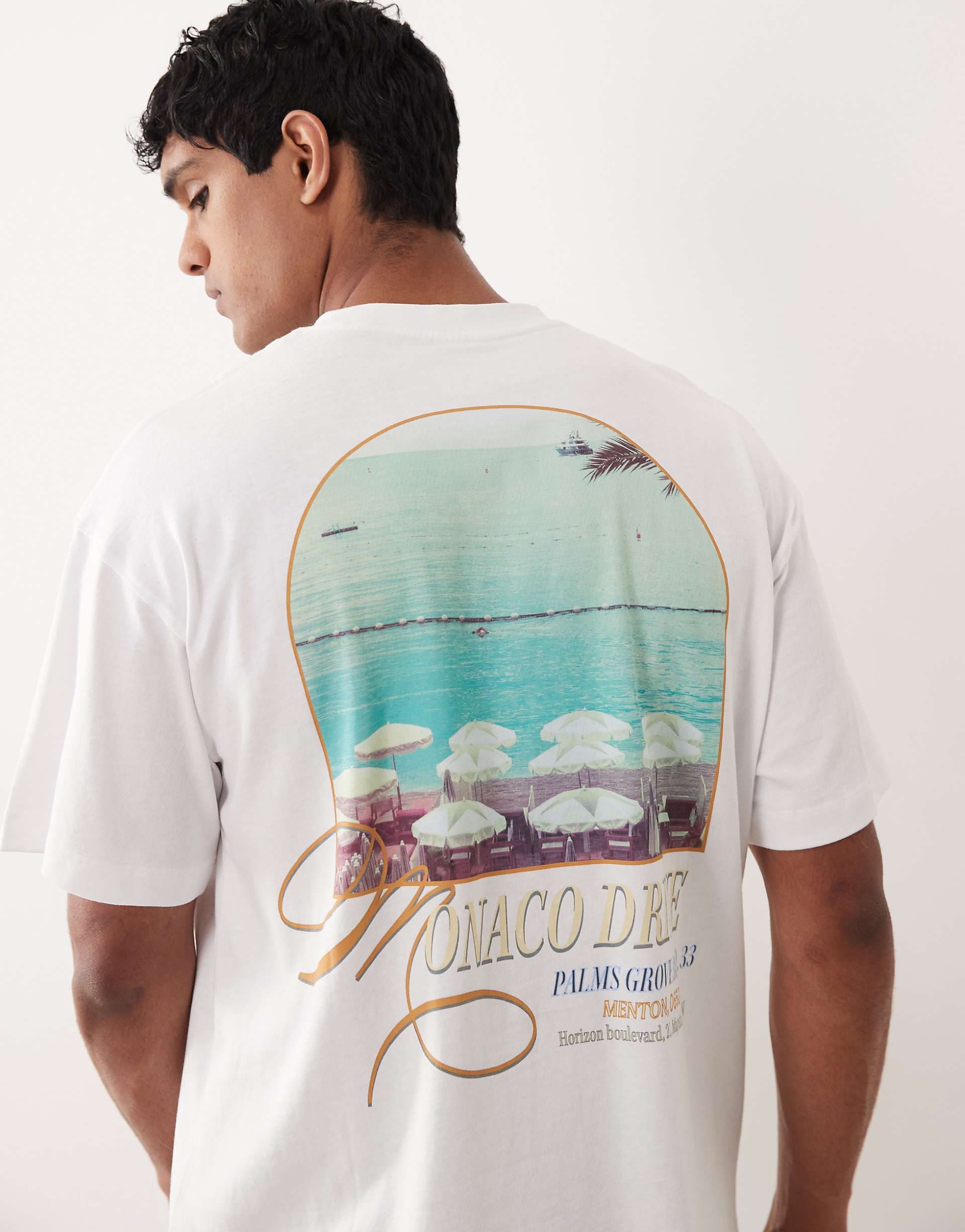 Jack & Jones oversized T-shirt with scenic backprint in white