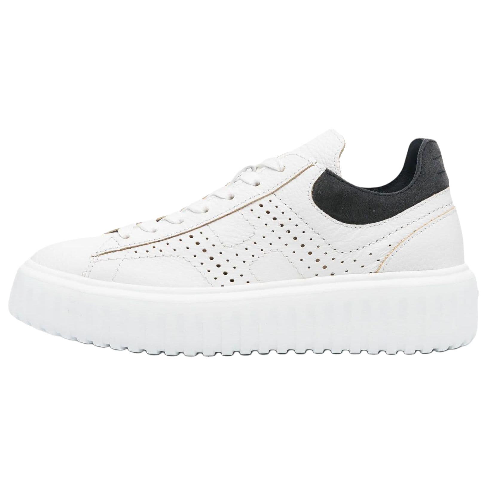 HOGAN Round Toe Lace-Up Flat Low-Top Skate Shoes Men's White